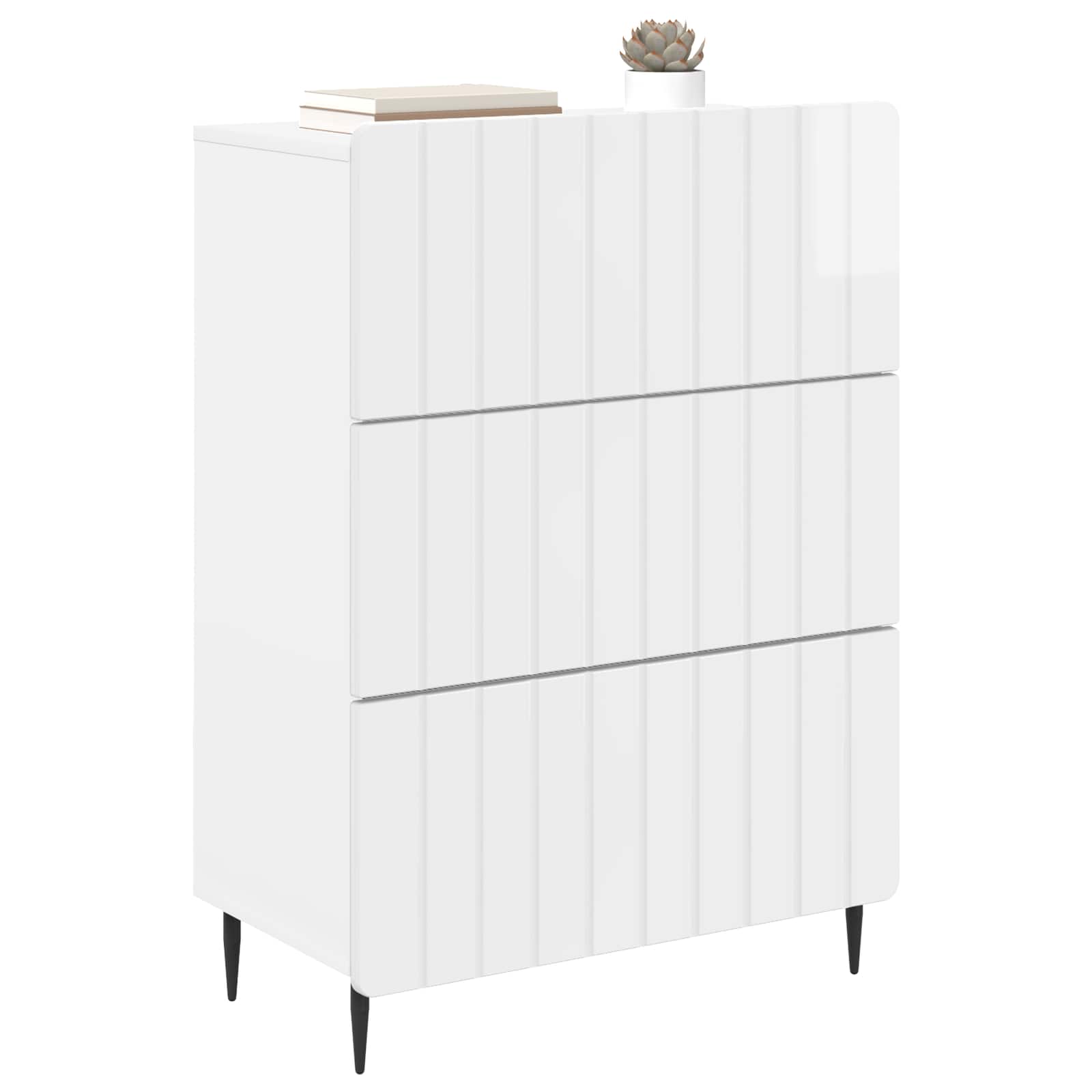 Schubladenschrank Hochglanz Weiß 66 x 34,5 x 92 cm