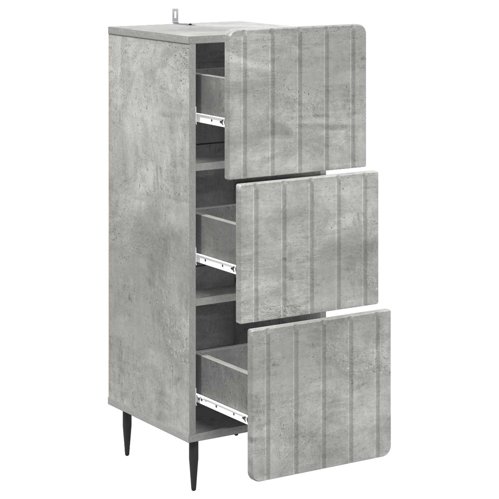 Schubladenschrank Betongrau 33 x 34,5 x 92 cm Holzwerkstoff