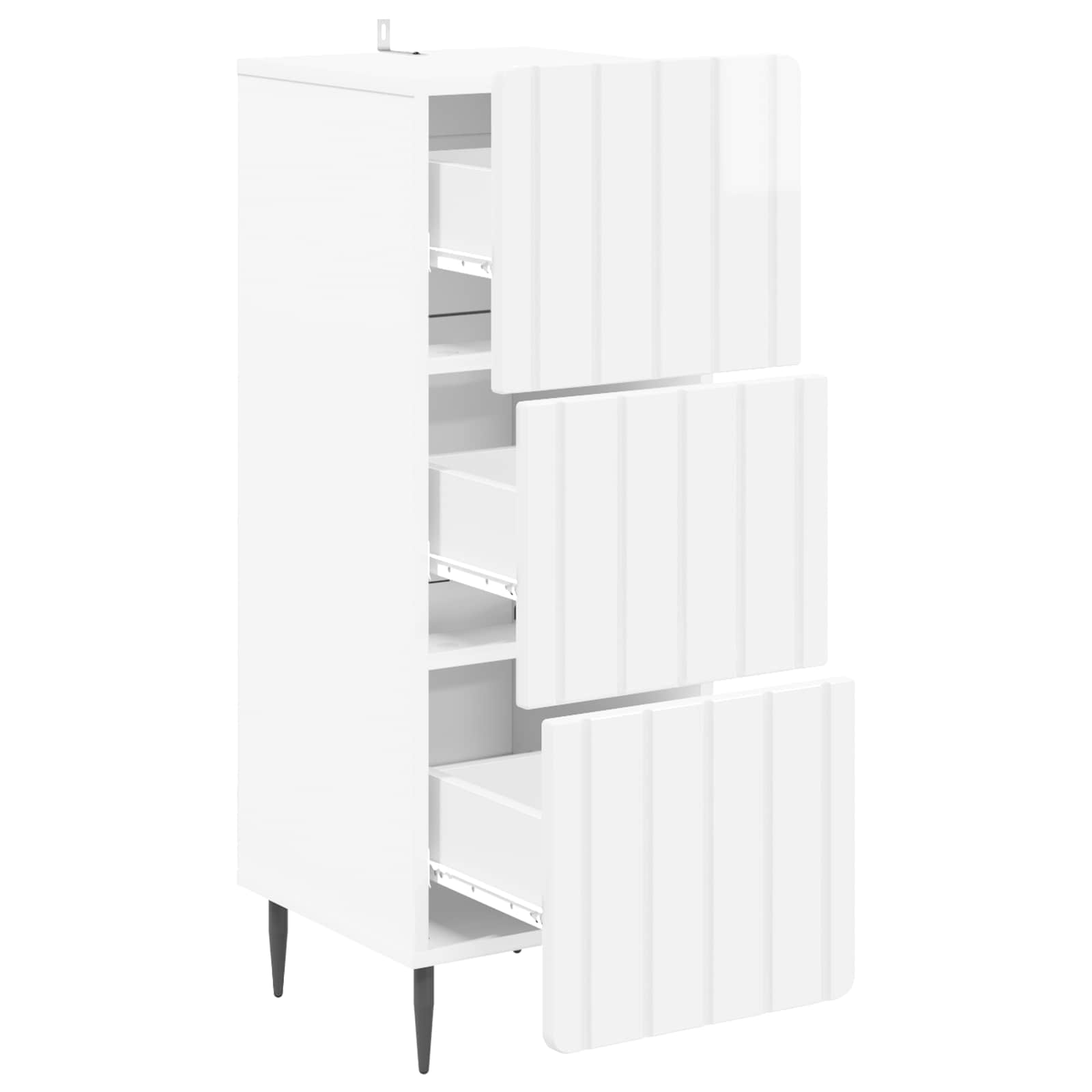 Schubladenschrank Hochglanz Weiß 33 x 34,5 x 92 cm