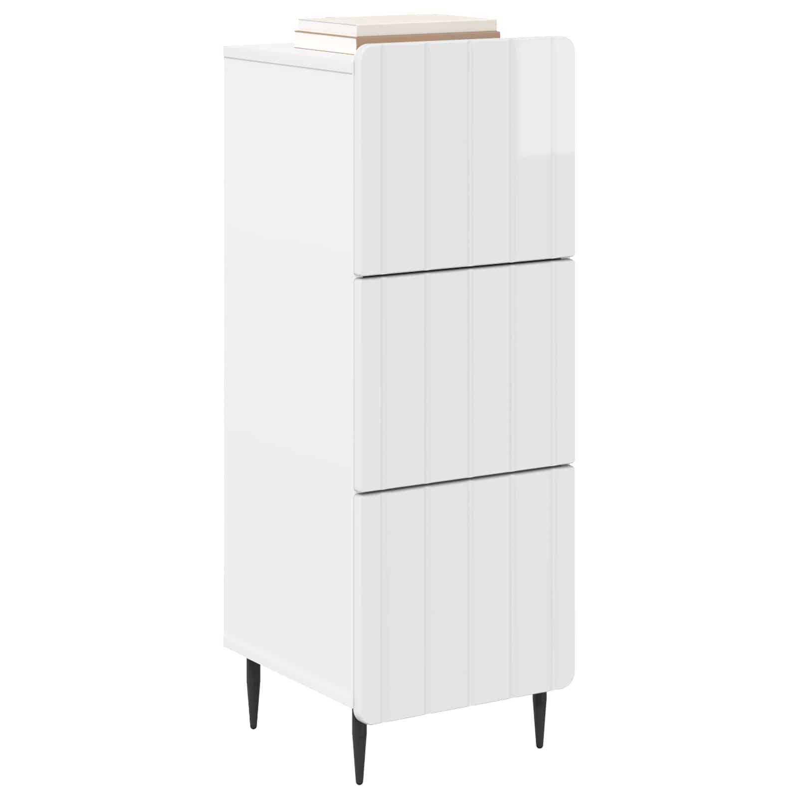 Schubladenschrank Hochglanz Weiß 33 x 34,5 x 92 cm