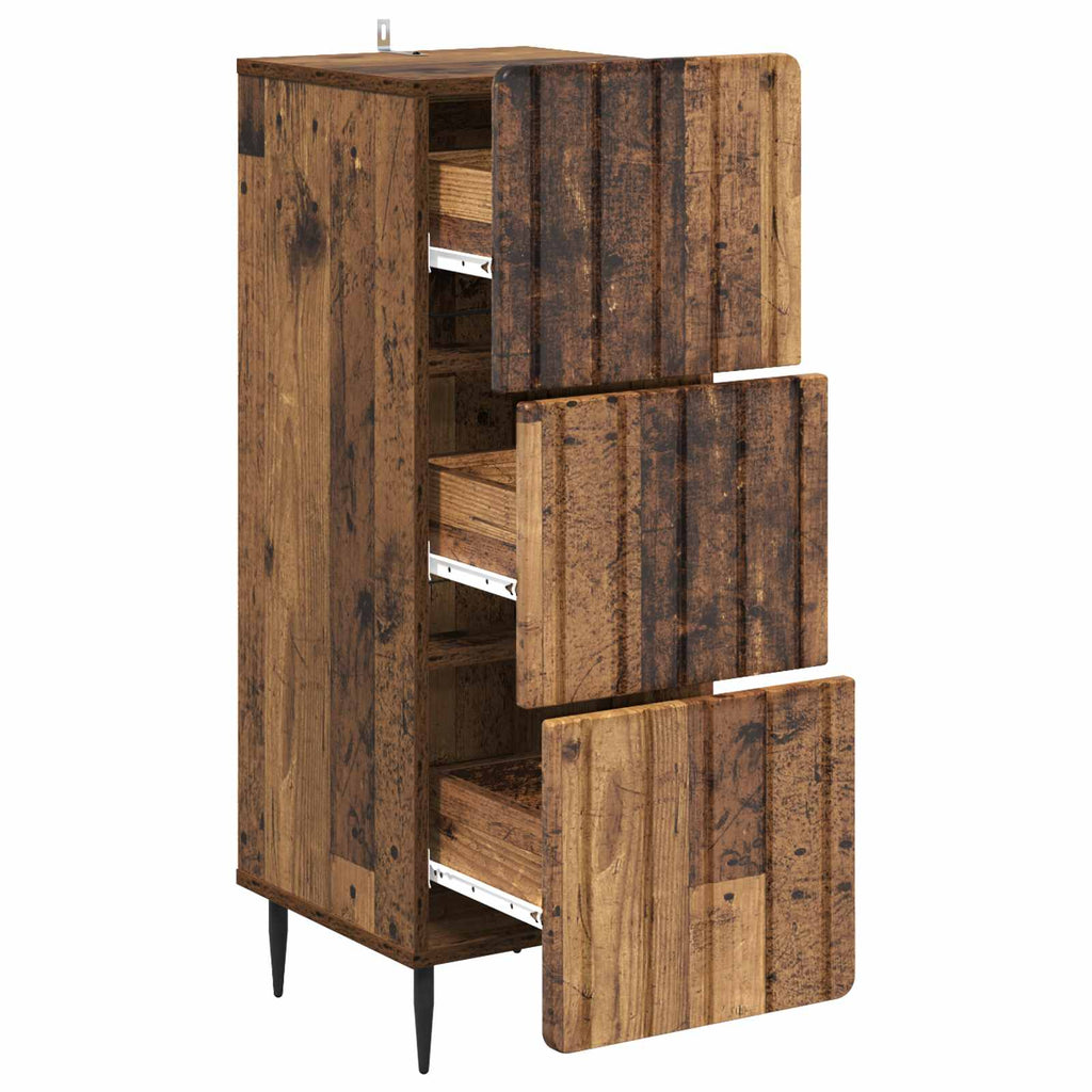 Schubladenschrank Altholz 33 x 34,5 x 92 cm Holzwerkstoff