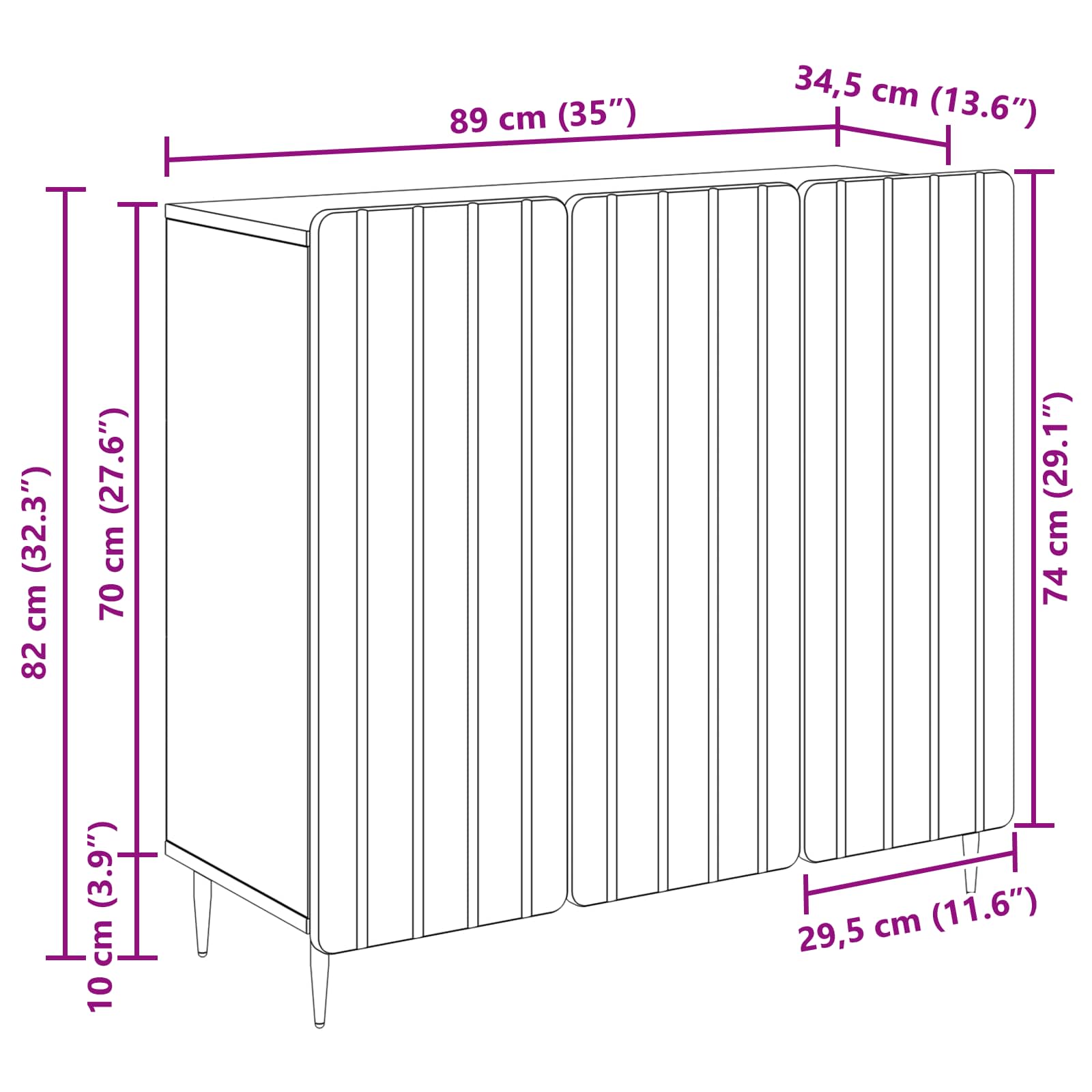 Sideboard Geräucherte Eiche 89 x 34,5 x 82 cm Holzwerkstoff