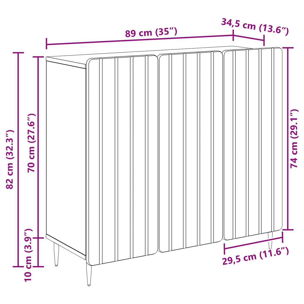 Sideboard Graues Sonoma 89 x 34,5 x 82 cm Holzwerkstoff