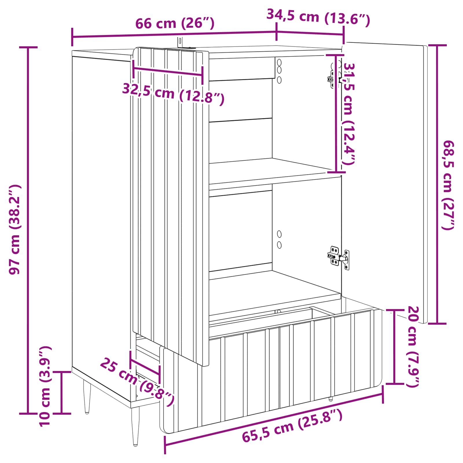 Sideboard Altholz 66 x 34,5 x 97 cm Holzwerkstoff