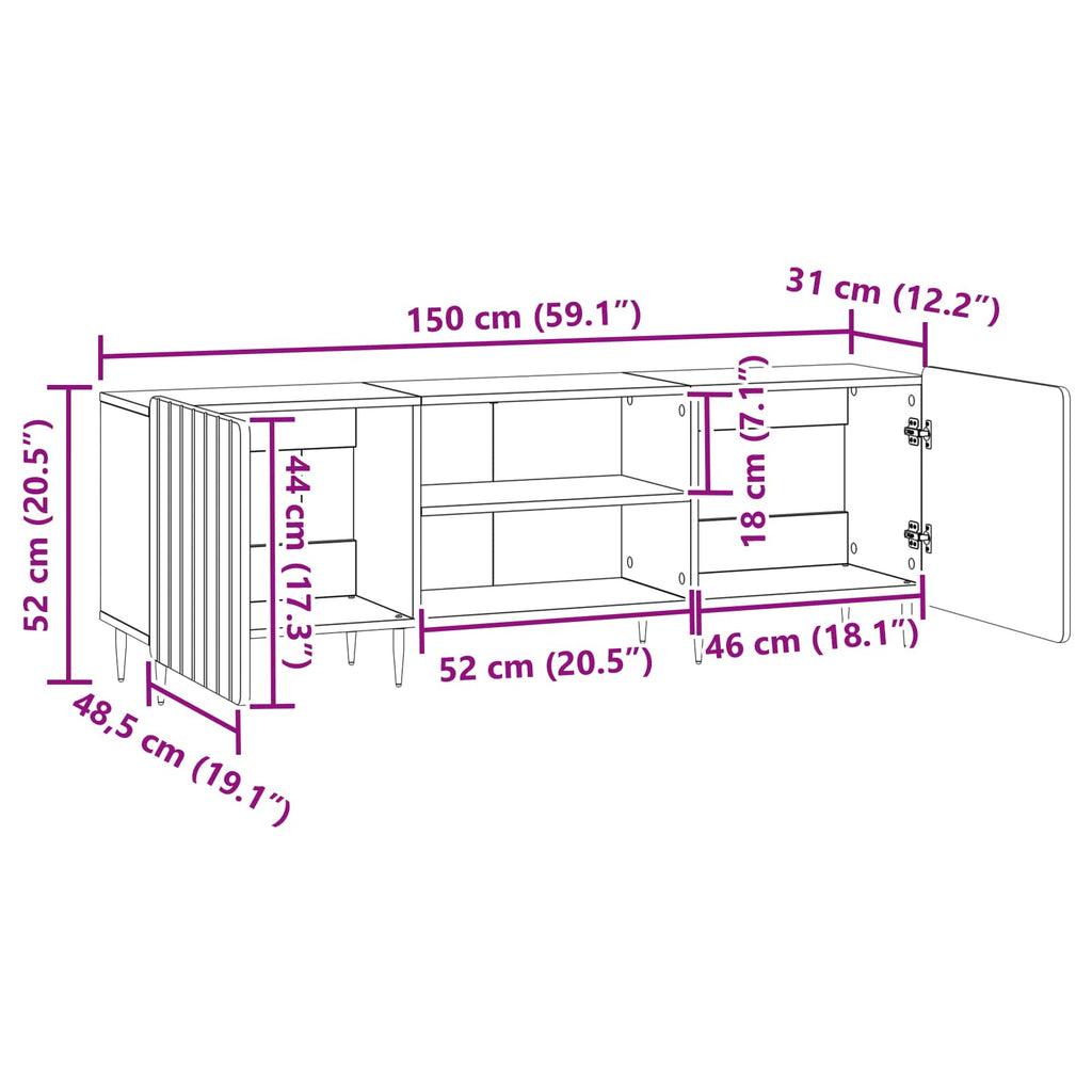 TV-Schränk Graues Sonoma 150 x 31 x 52 cm Holzwerkstoff