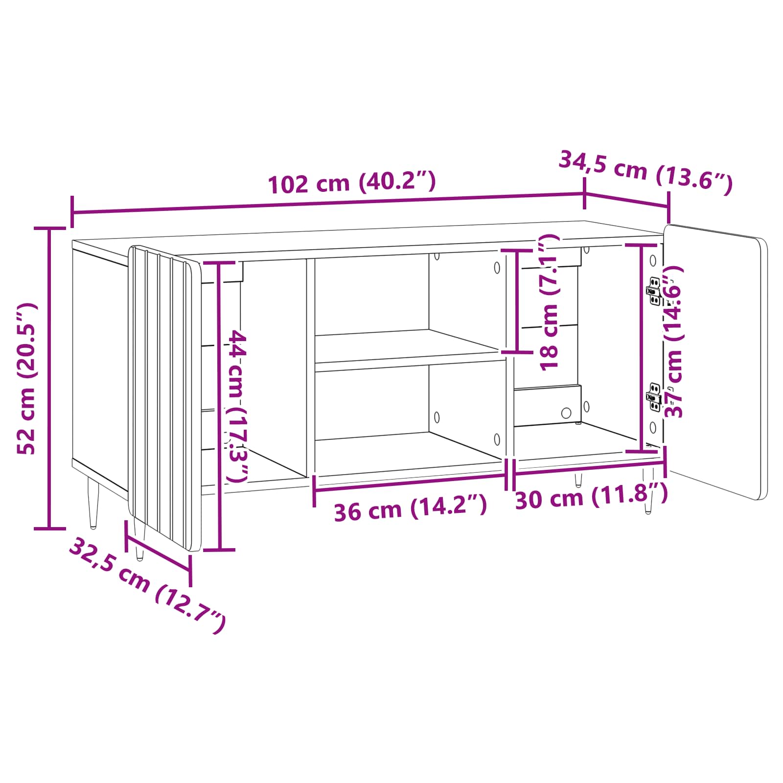 TV-Schränk Sonoma-Eiche 102 x 34,5 x 52 cm Holzwerkstoff