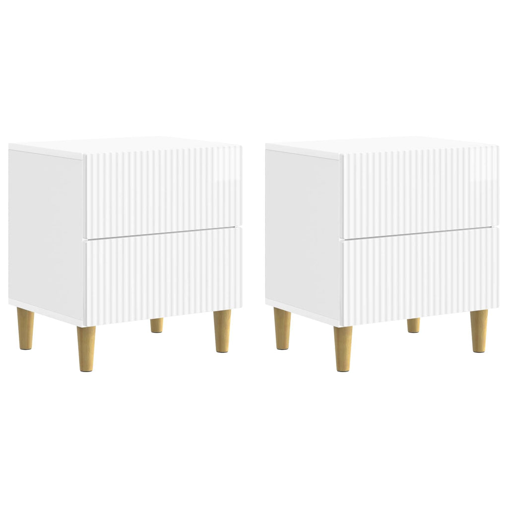 Nachttisch 2 pcs Hochglanz Weiß 43 x 34,5 x 48 cm Holzwerkstoff