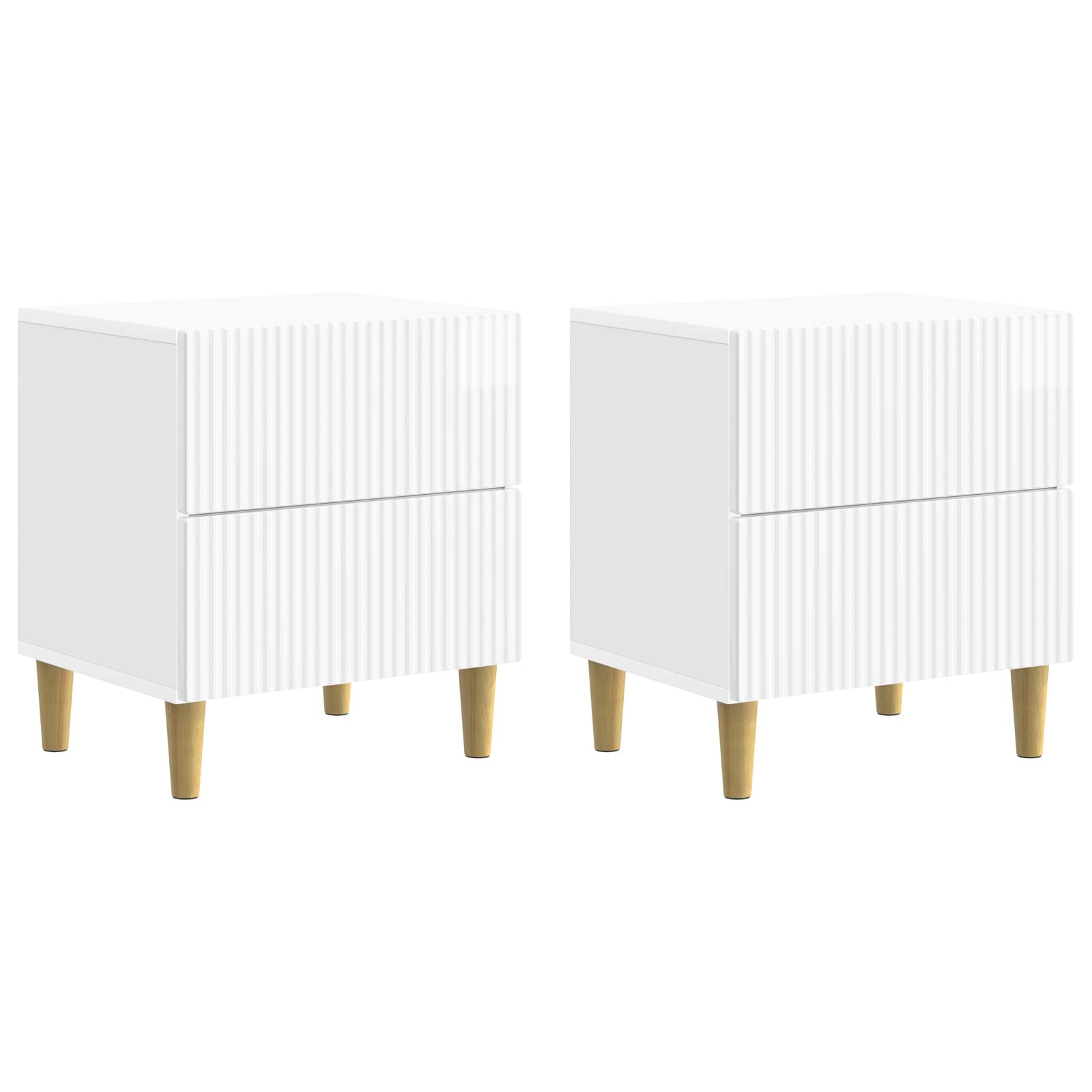 Nachttisch 2 pcs Hochglanz Weiß 43 x 34,5 x 48 cm Holzwerkstoff