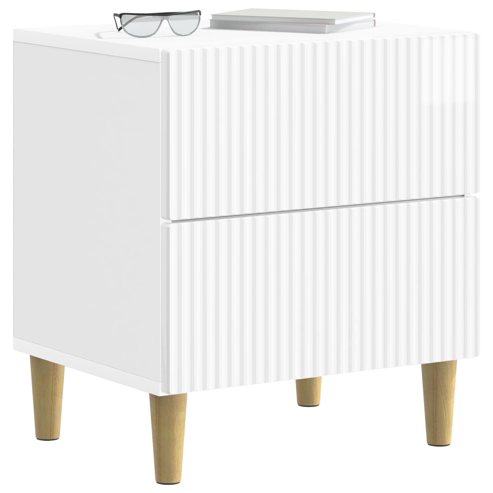 Nachttisch 2 pcs Hochglanz Weiß 43 x 34,5 x 48 cm Holzwerkstoff