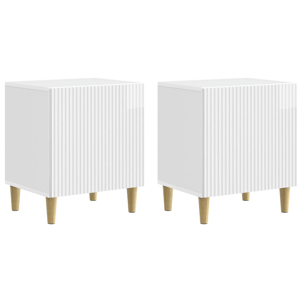 Nachttisch 2 pcs Hochglanz Weiß 43 x 34,5 x 50 cm Holzwerkstoff