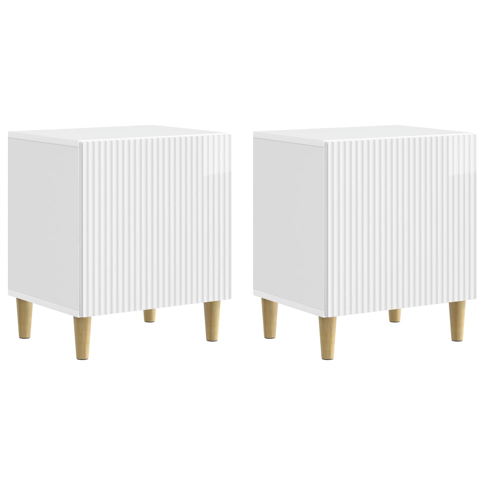 Nachttisch 2 pcs Hochglanz Weiß 43 x 34,5 x 50 cm Holzwerkstoff