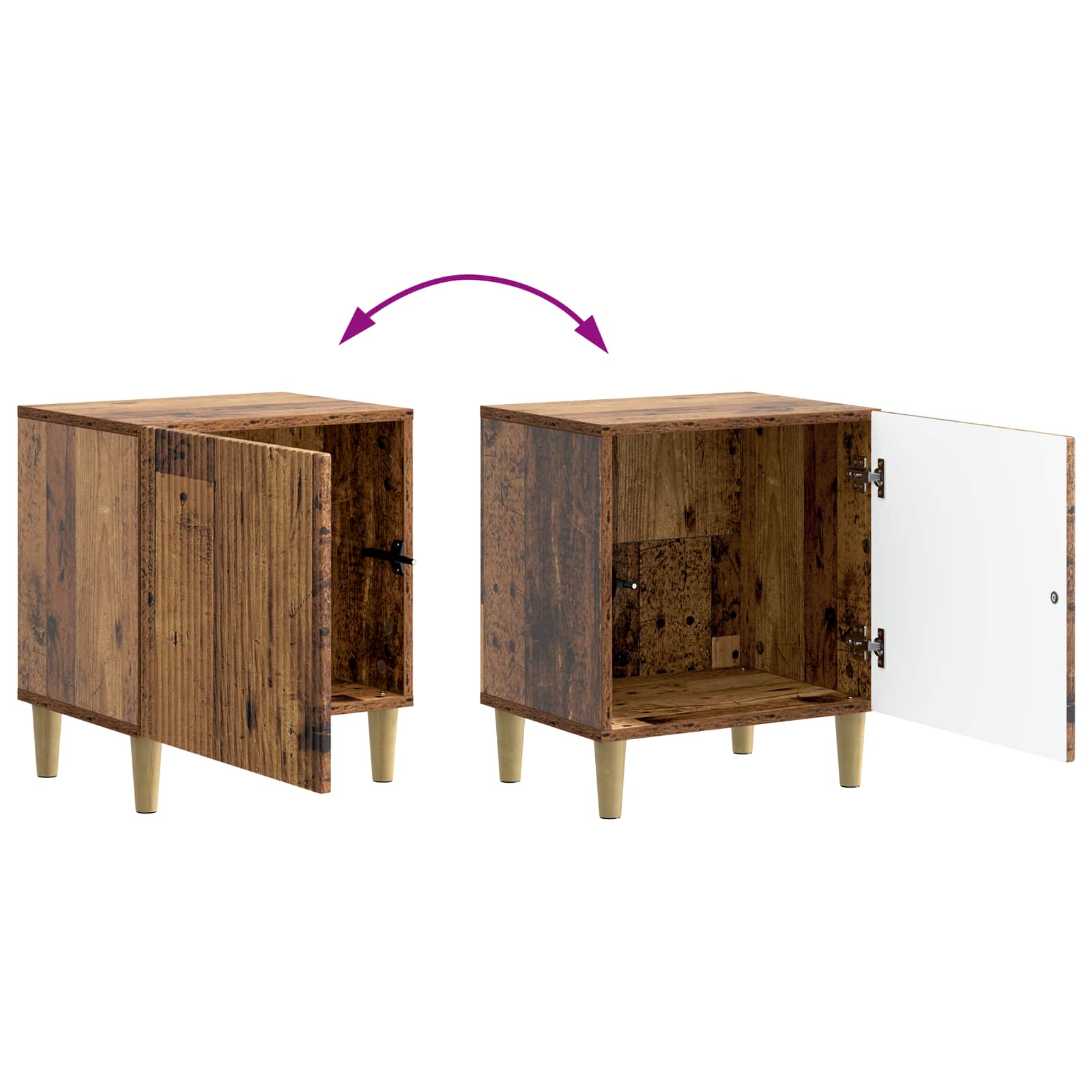 Nachttisch 2 pcs Altholz 43 x 34,5 x 50 cm Holzwerkstoff