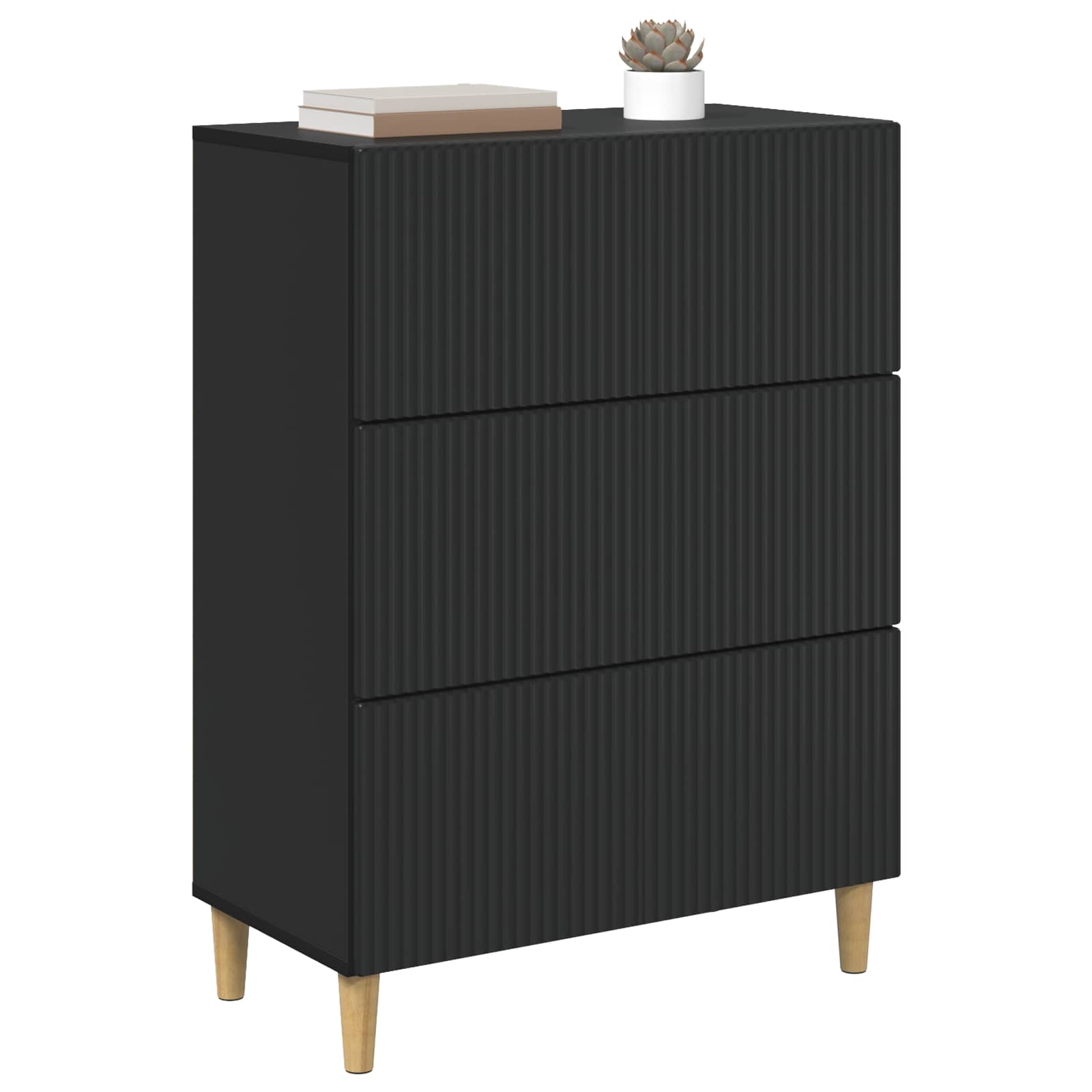 Schubladenschrank Schwarz 66 x 34,5 x 90 cm Holzwerkstoff