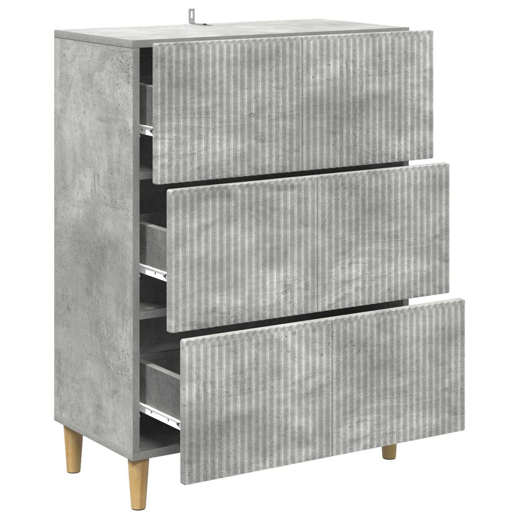 Schubladenschrank Betongrau 66 x 34,5 x 90 cm Holzwerkstoff