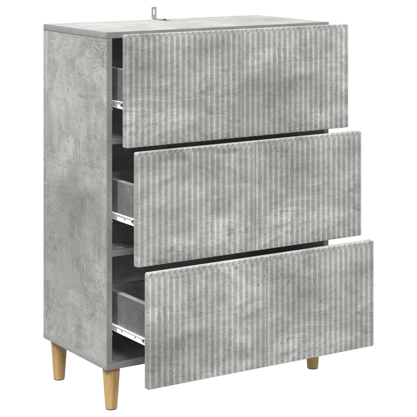 Schubladenschrank Betongrau 66 x 34,5 x 90 cm Holzwerkstoff