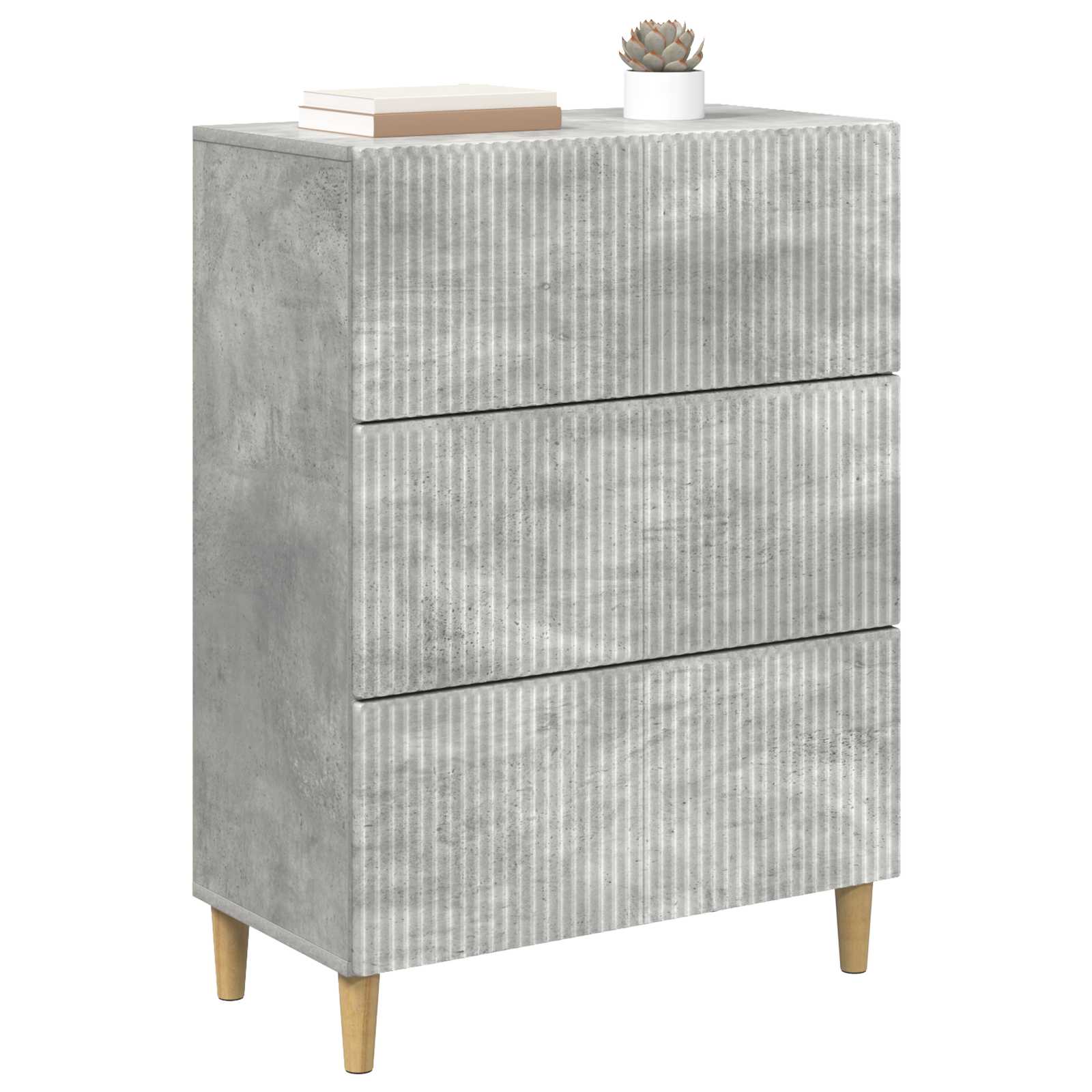 Schubladenschrank Betongrau 66 x 34,5 x 90 cm Holzwerkstoff