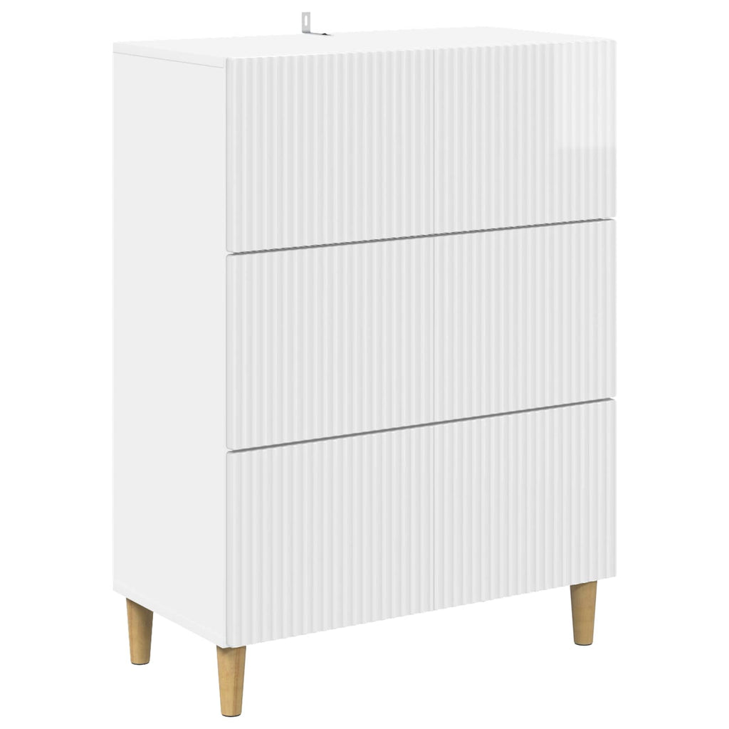 Schubladenschrank Hochglanz Weiß 66 x 34,5 x 90 cm