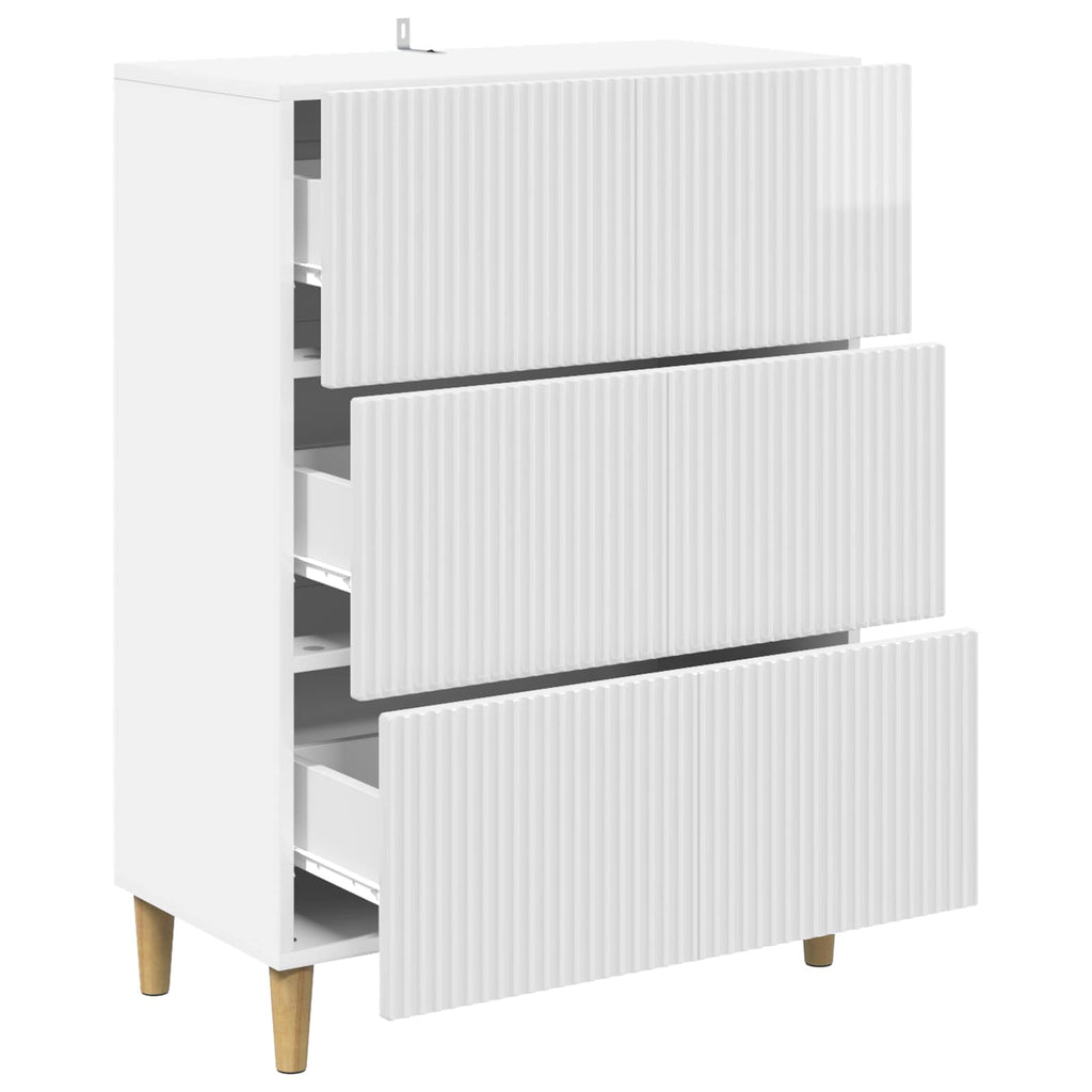 Schubladenschrank Hochglanz Weiß 66 x 34,5 x 90 cm