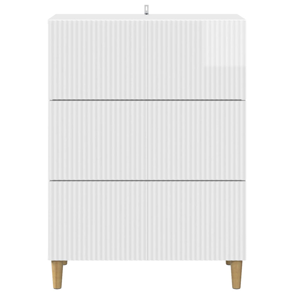 Schubladenschrank Hochglanz Weiß 66 x 34,5 x 90 cm