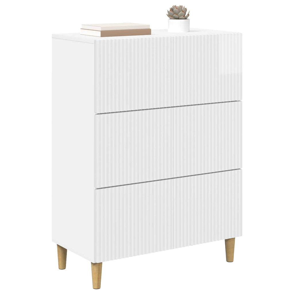 Schubladenschrank Hochglanz Weiß 66 x 34,5 x 90 cm