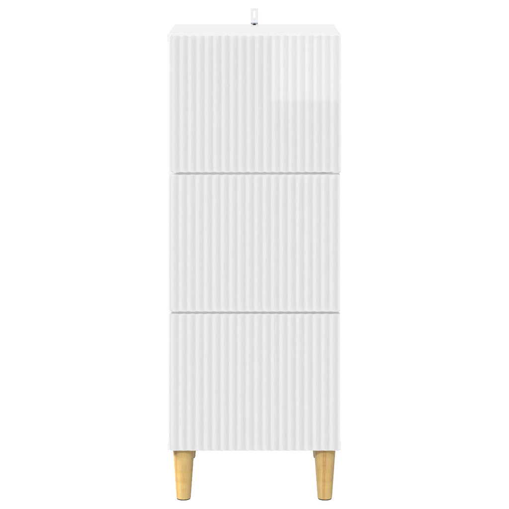 Schubladenschrank Hochglanz Weiß 33 x 34,5 x 90 cm