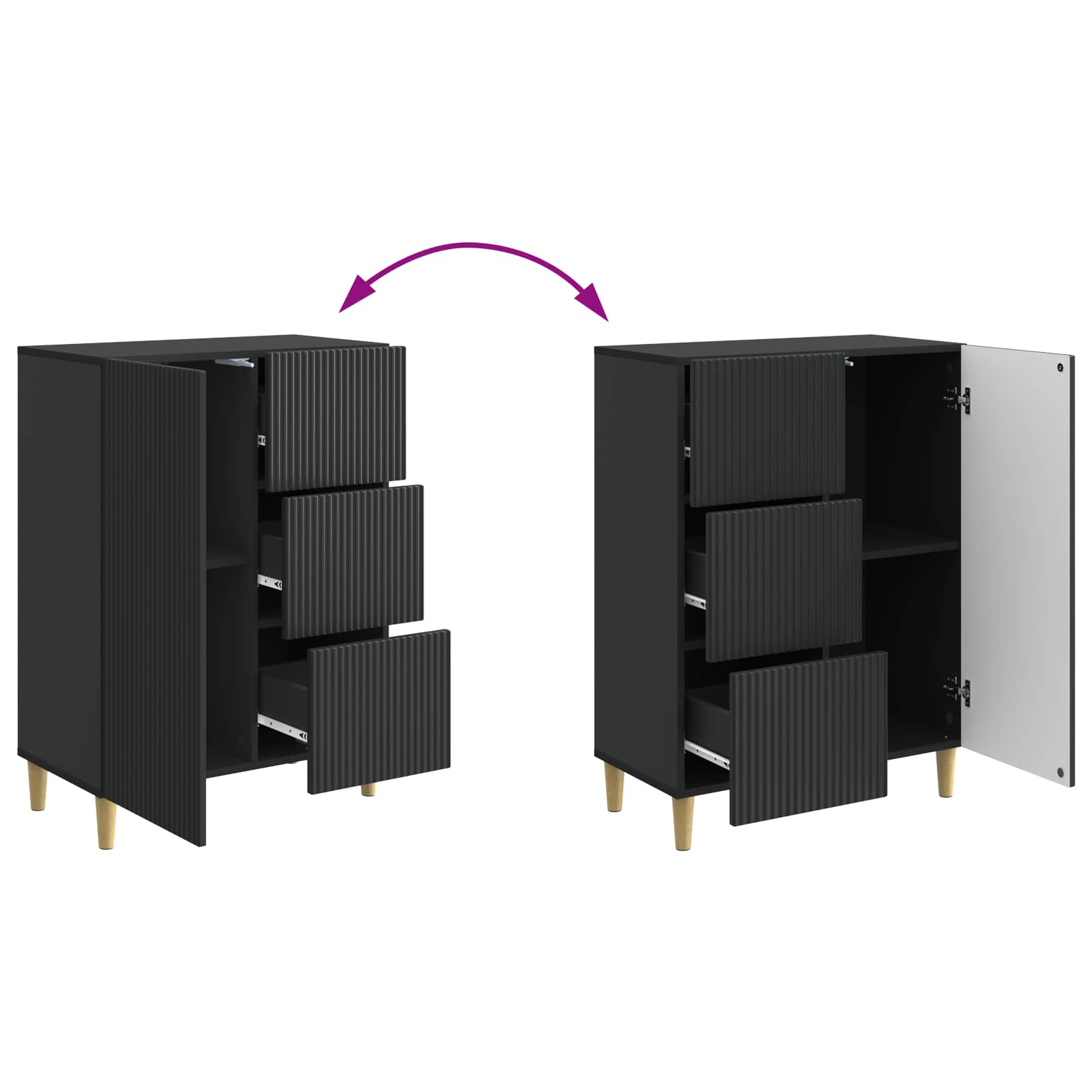 Sideboard Schwarz 66 x 34,5 x 90 cm Holzwerkstoff