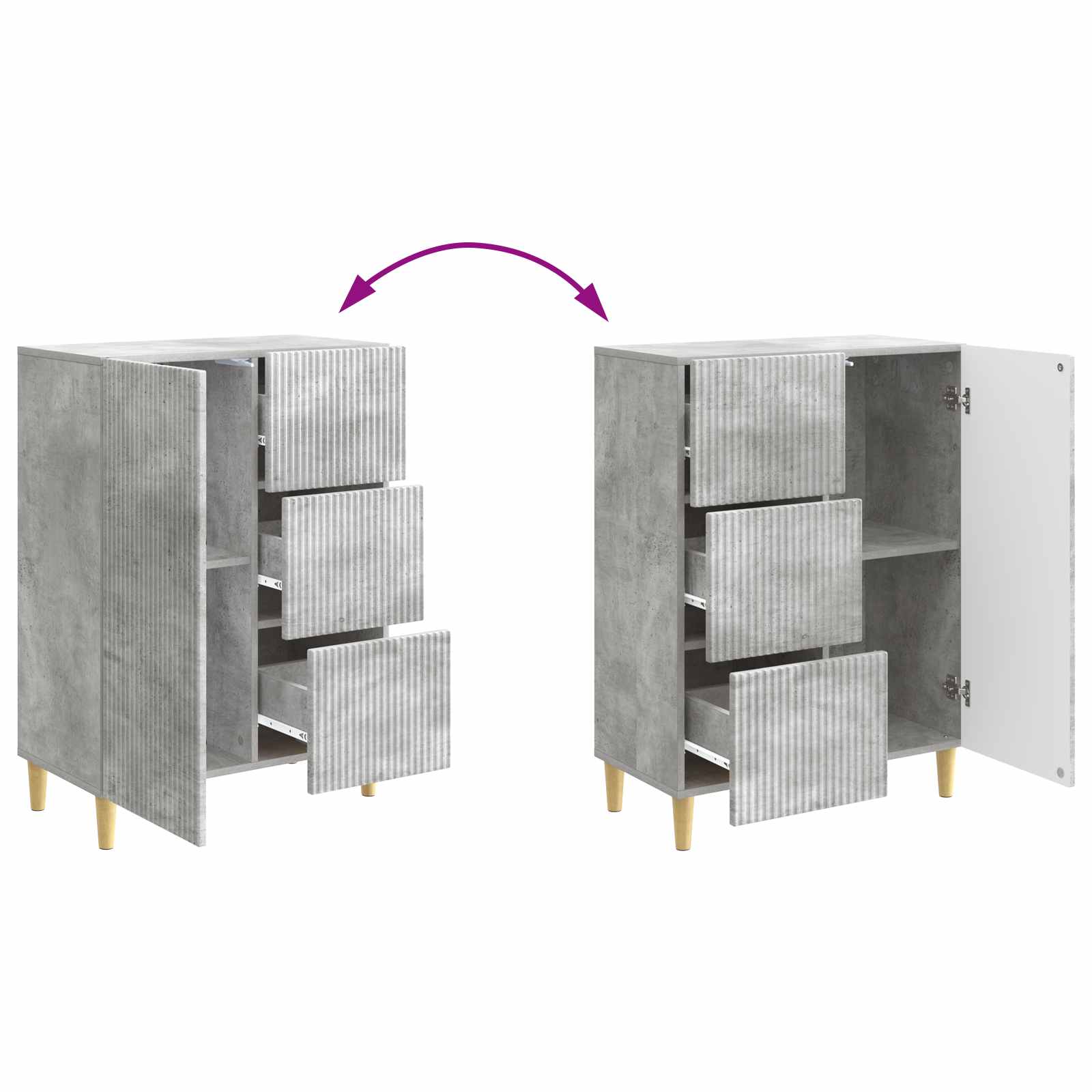 Sideboard Betongrau 66 x 34,5 x 90 cm Holzwerkstoff