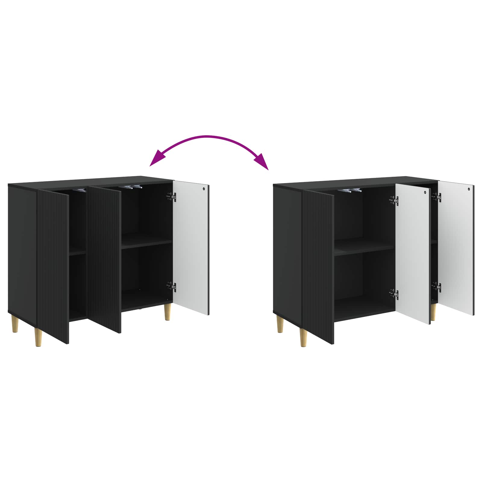 Sideboard Schwarz 89 x 34,5 x 80 cm Holzwerkstoff