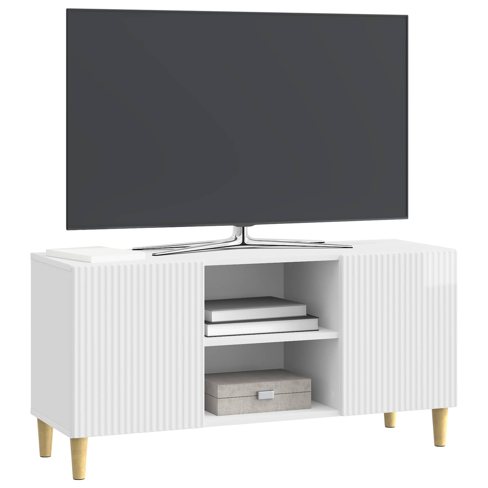 TV-Schränk Hochglanz Weiß 102 x 34,5 x 50 cm Holzwerkstoff