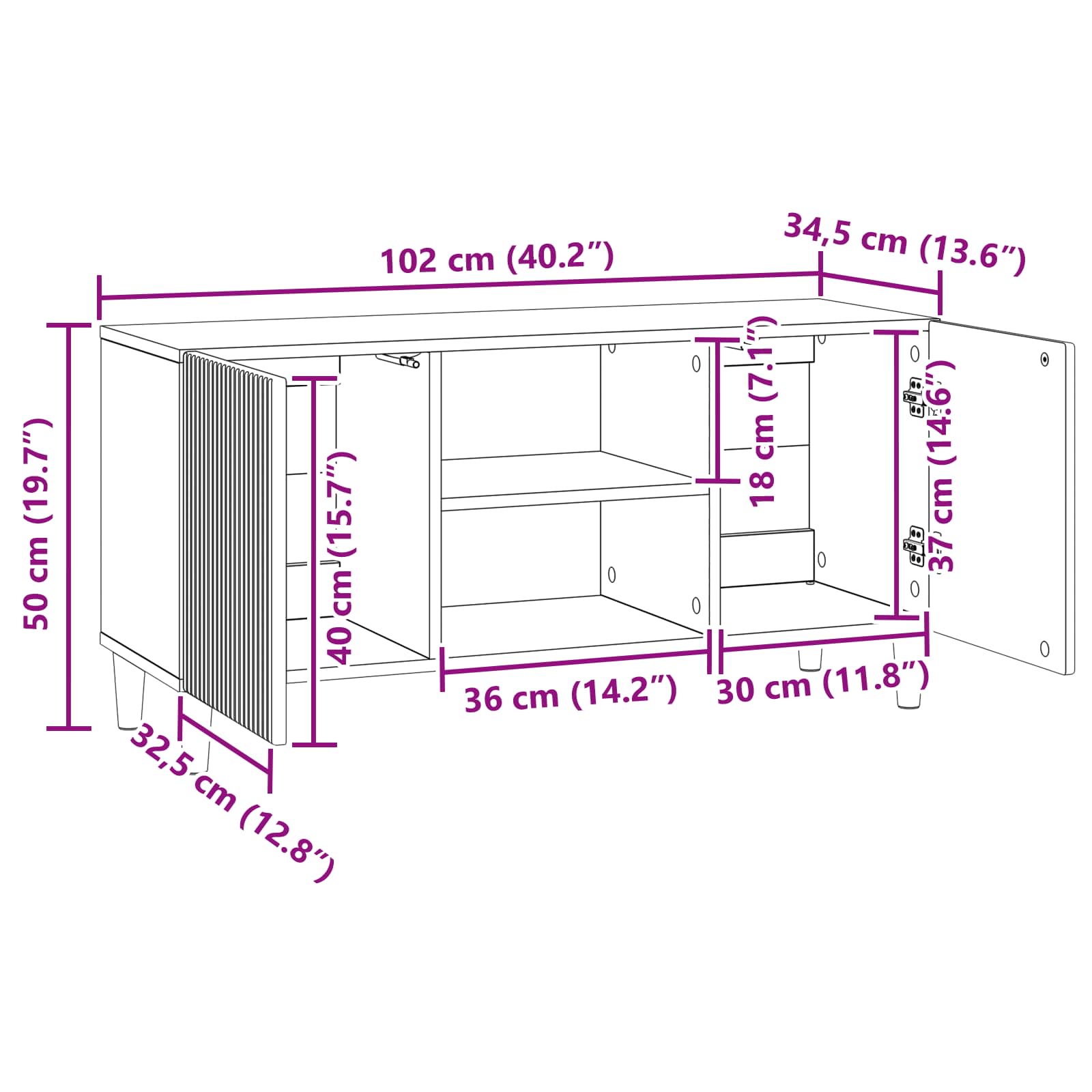 TV-Schränk Artisan-Eiche 102 x 34,5 x 50 cm Holzwerkstoff
