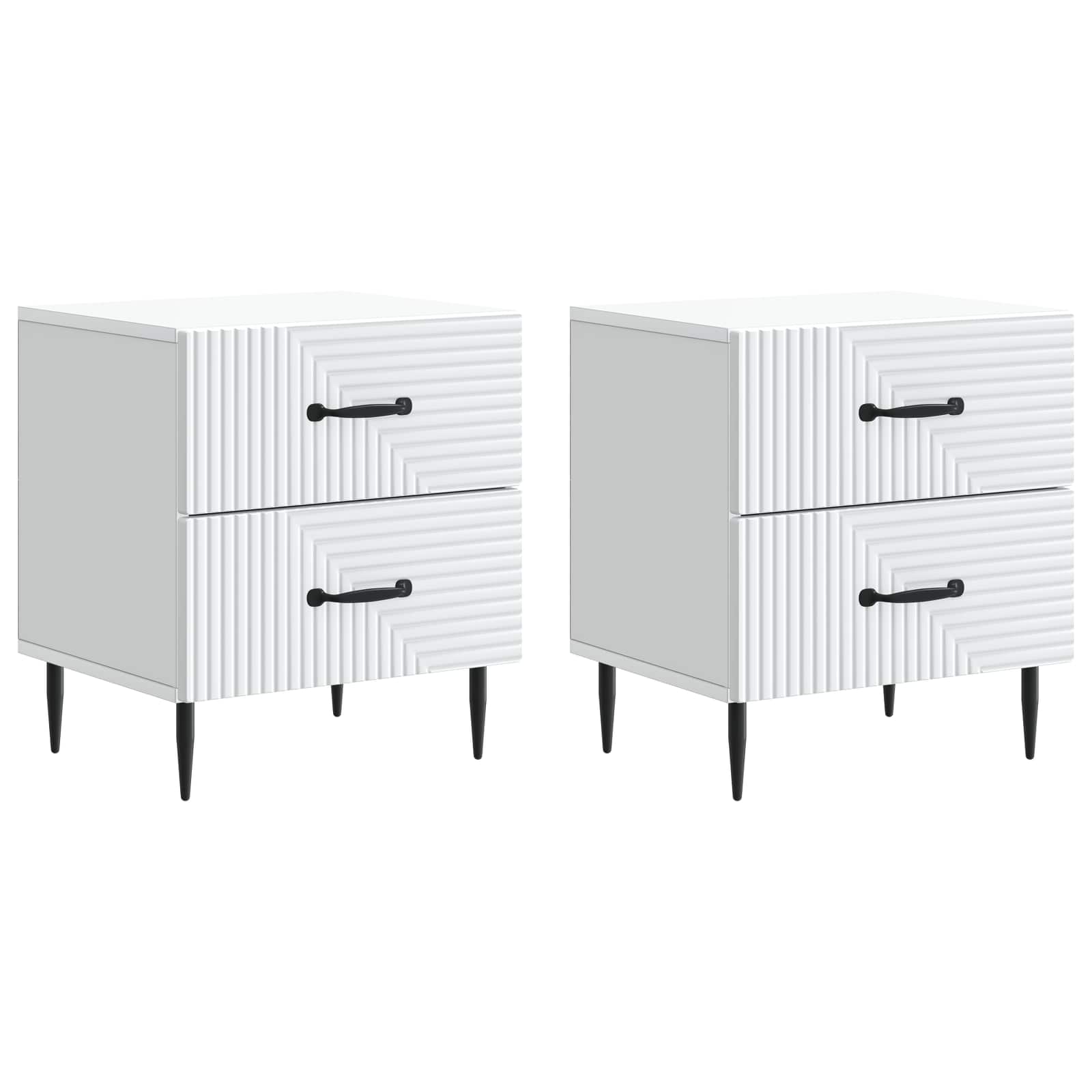 Nachttisch 2 pcs Weiß 43 x 34,5 x 47,5 cm Holzwerkstoff