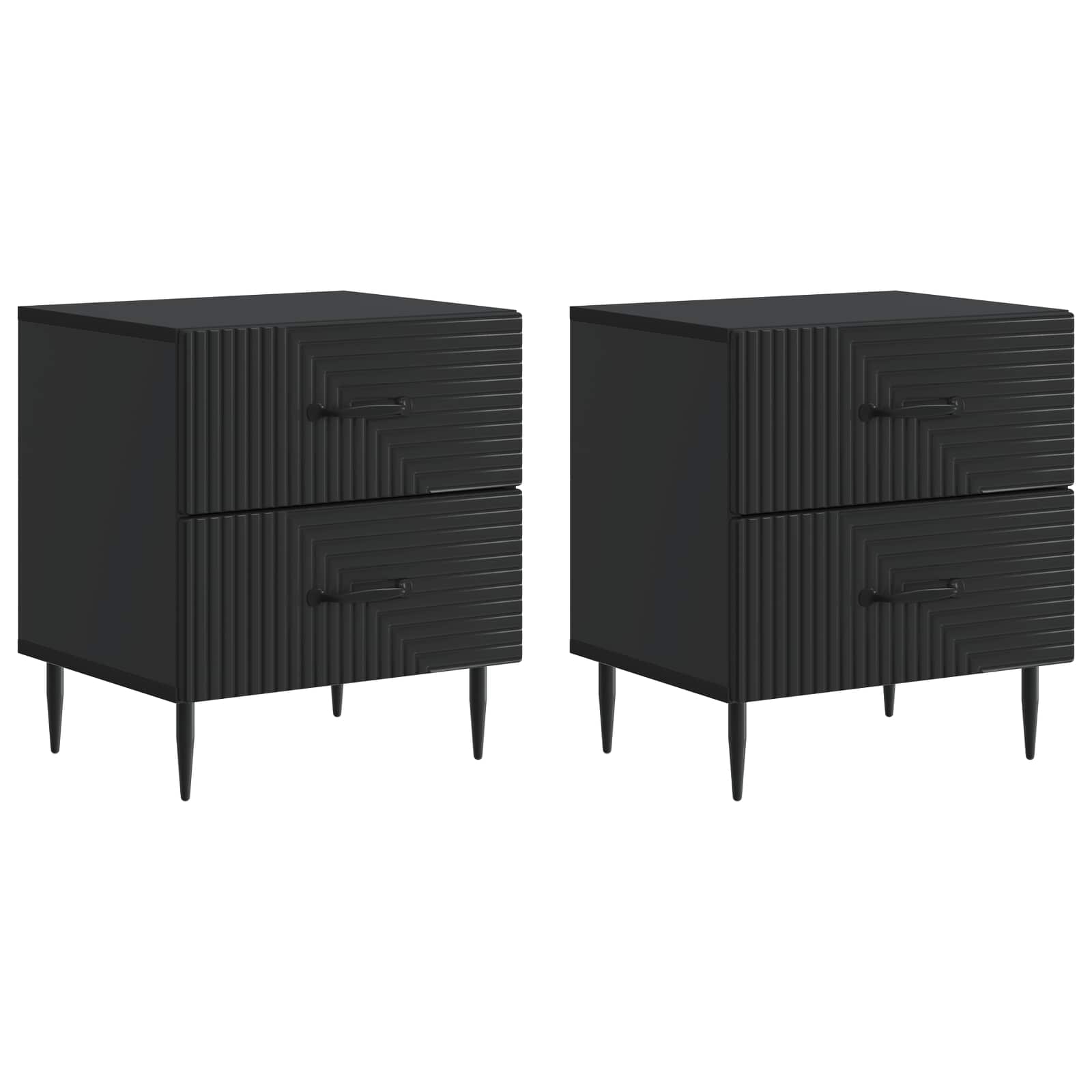 Nachttisch 2 pcs Schwarz 43 x 34,5 x 47,5 cm Holzwerkstoff