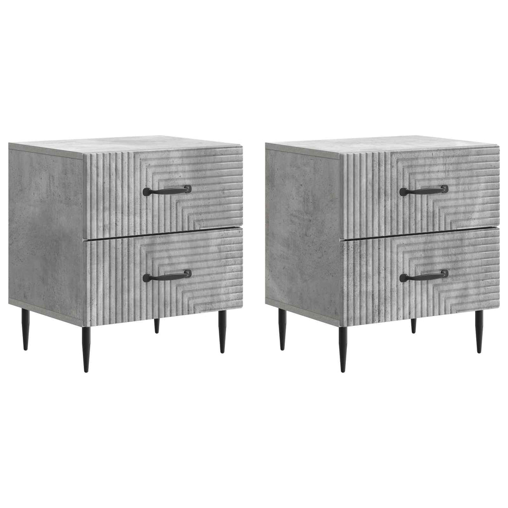 Nachttisch 2 pcs Betongrau 43 x 34,5 x 47,5 cm Holzwerkstoff
