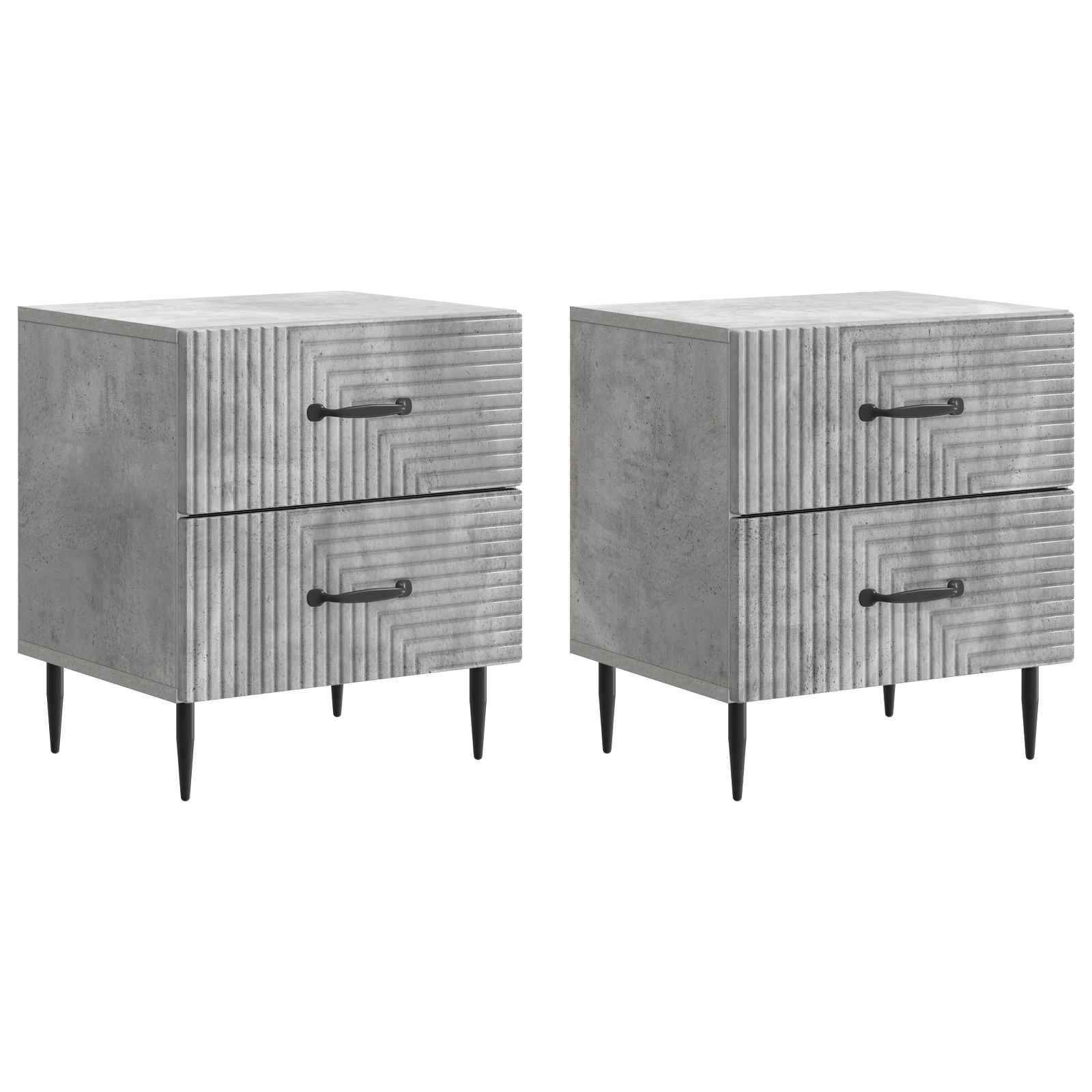 Nachttisch 2 pcs Betongrau 43 x 34,5 x 47,5 cm Holzwerkstoff
