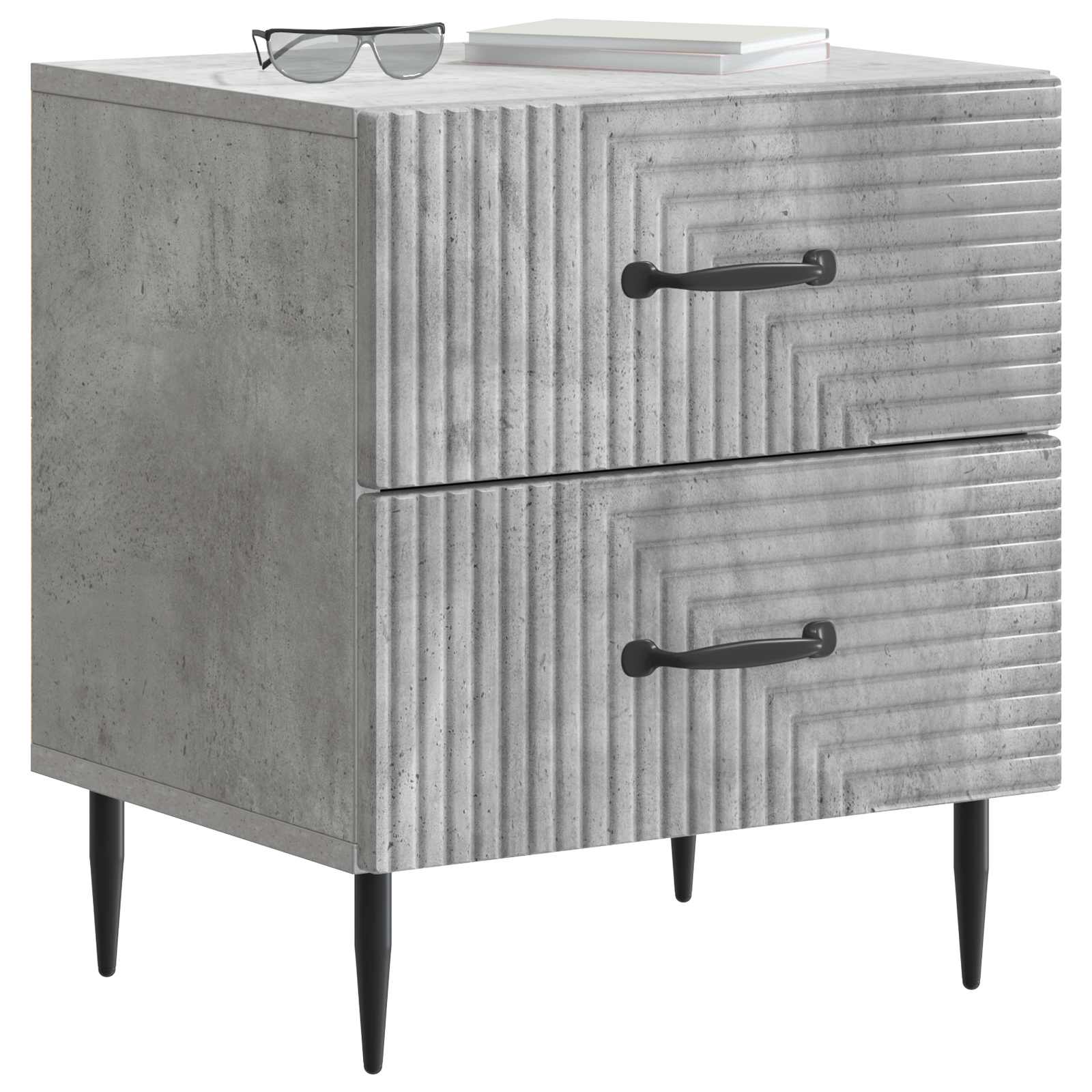 Nachttisch 2 pcs Betongrau 43 x 34,5 x 47,5 cm Holzwerkstoff