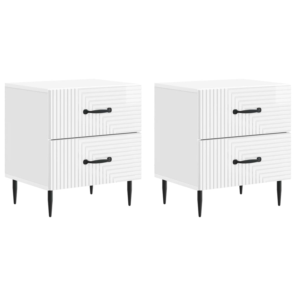 Nachttisch 2 pcs Hochglanz Weiß 43 x 34,5 x 47,5 cm