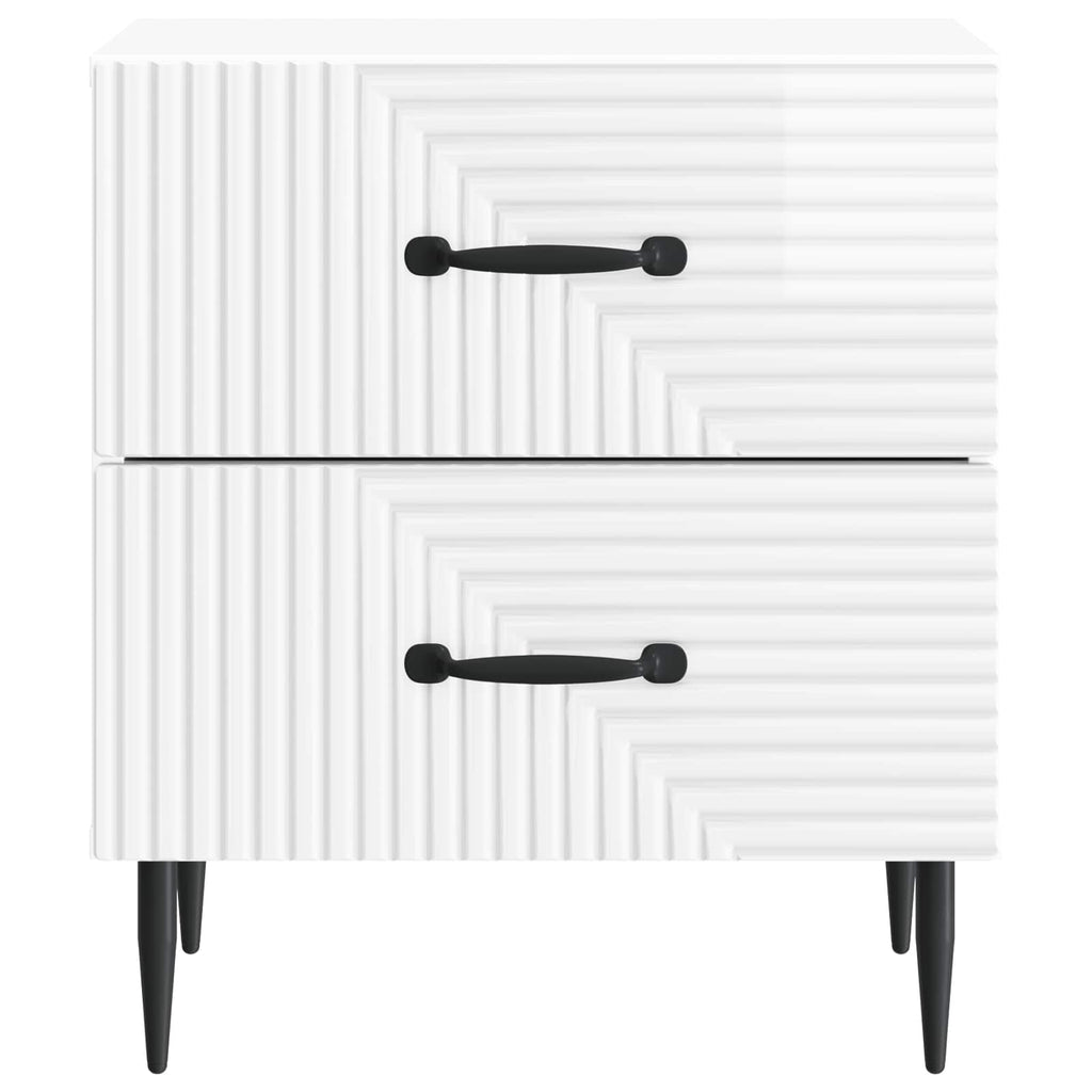 Nachttisch 2 pcs Hochglanz Weiß 43 x 34,5 x 47,5 cm