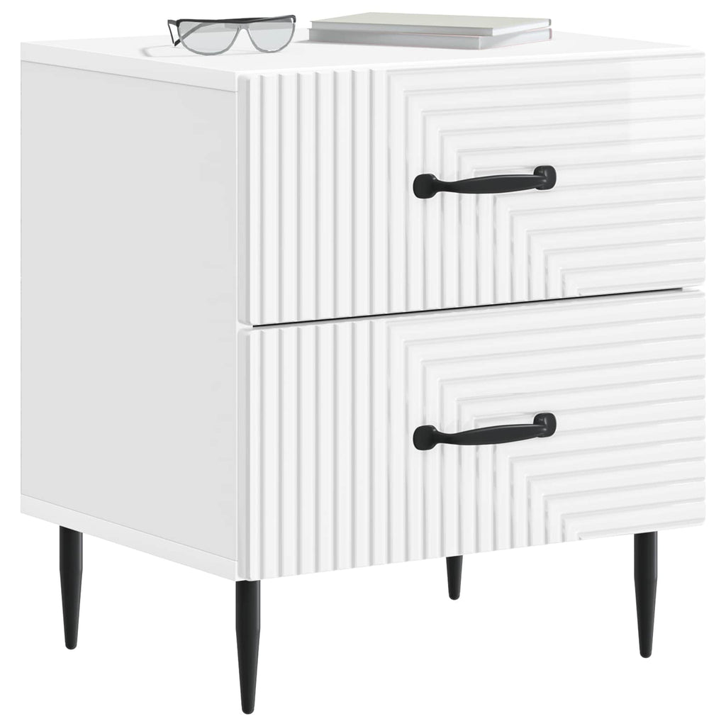 Nachttisch 2 pcs Hochglanz Weiß 43 x 34,5 x 47,5 cm