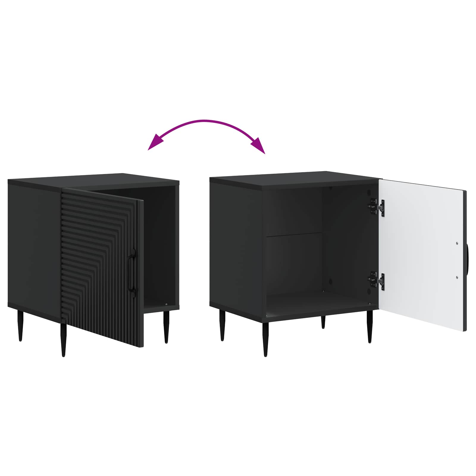 Nachttisch 2 pcs Schwarz 43 x 34,5 x 50 cm Holzwerkstoff