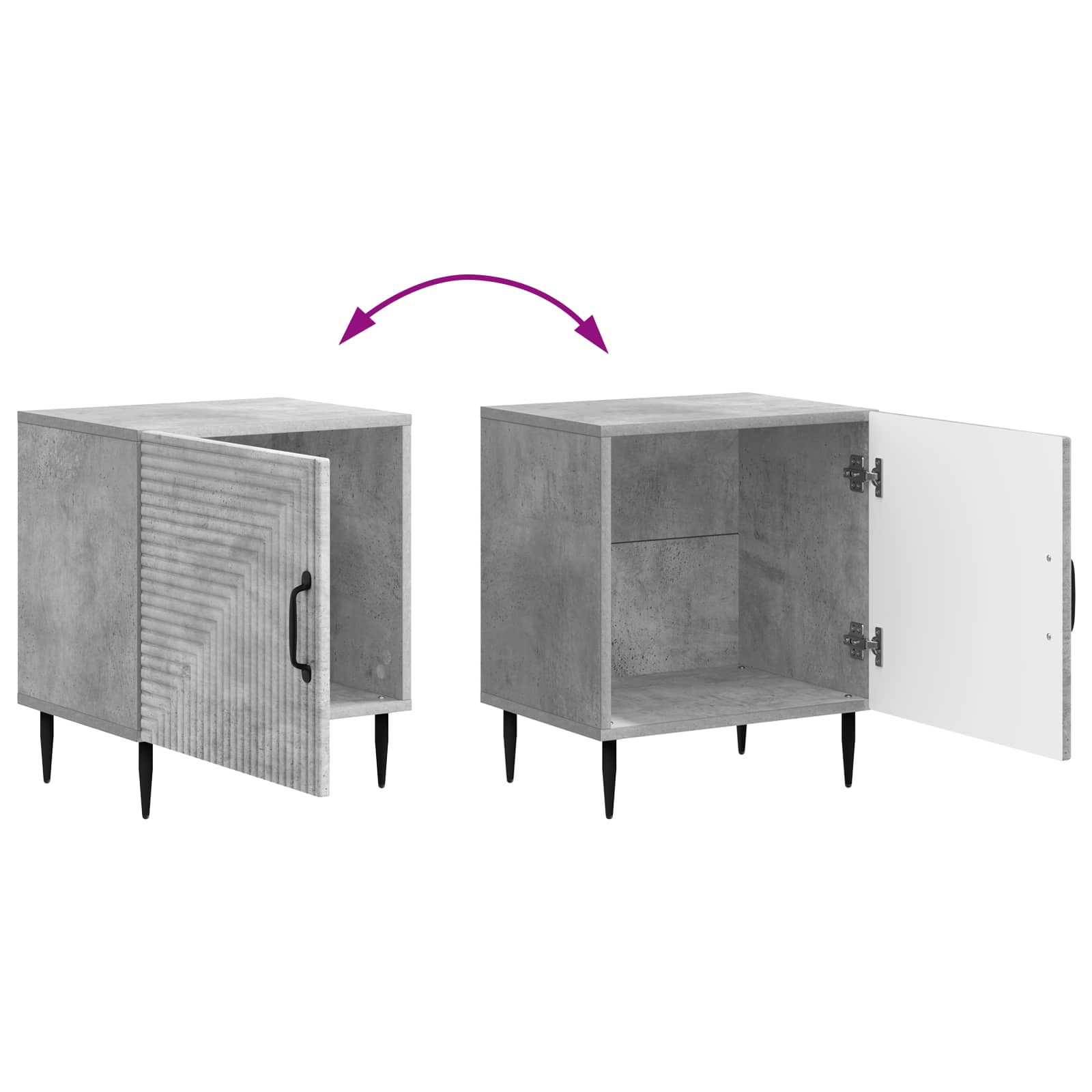 Nachttisch 2 pcs Betongrau 43 x 34,5 x 50 cm Holzwerkstoff