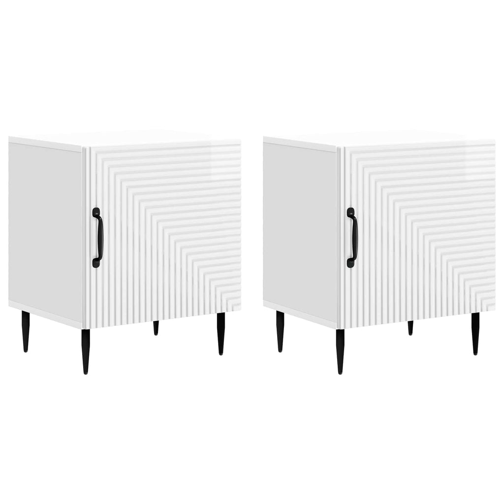 Nachttisch 2 pcs Hochglanz Weiß 43 x 34,5 x 50 cm Holzwerkstoff