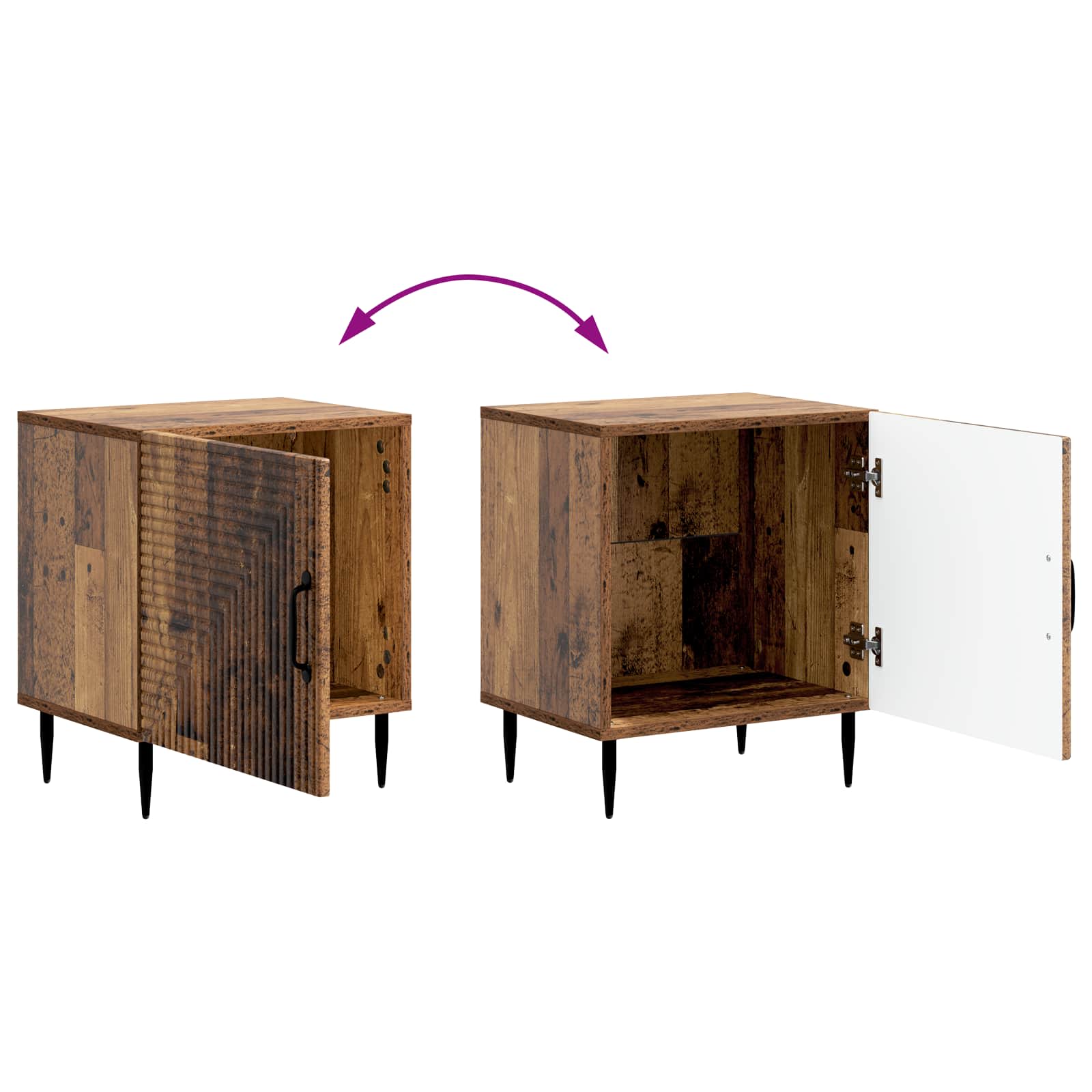 Nachttisch 2 pcs Altholz 43 x 34,5 x 50 cm Holzwerkstoff