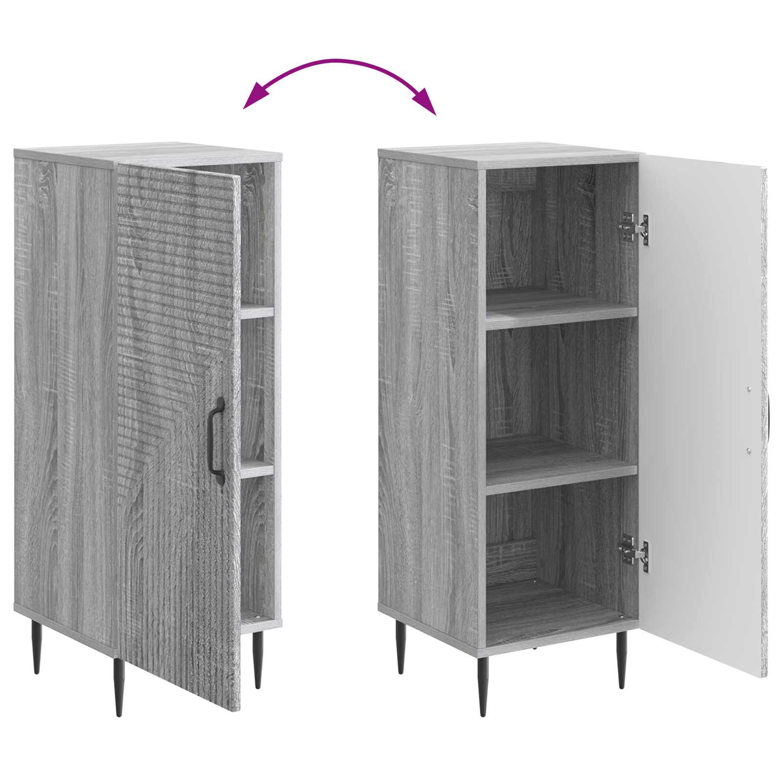 Sideboard Graues Sonoma 33 x 34,5 x 89,5 cm Holzwerkstoff