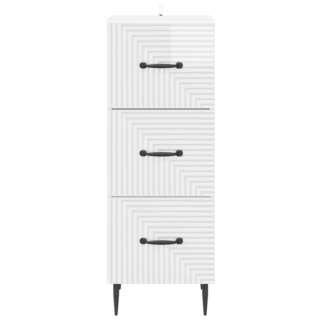 Schubladenschrank Hochglanz Weiß 33 x 34,5 x 89,5 cm
