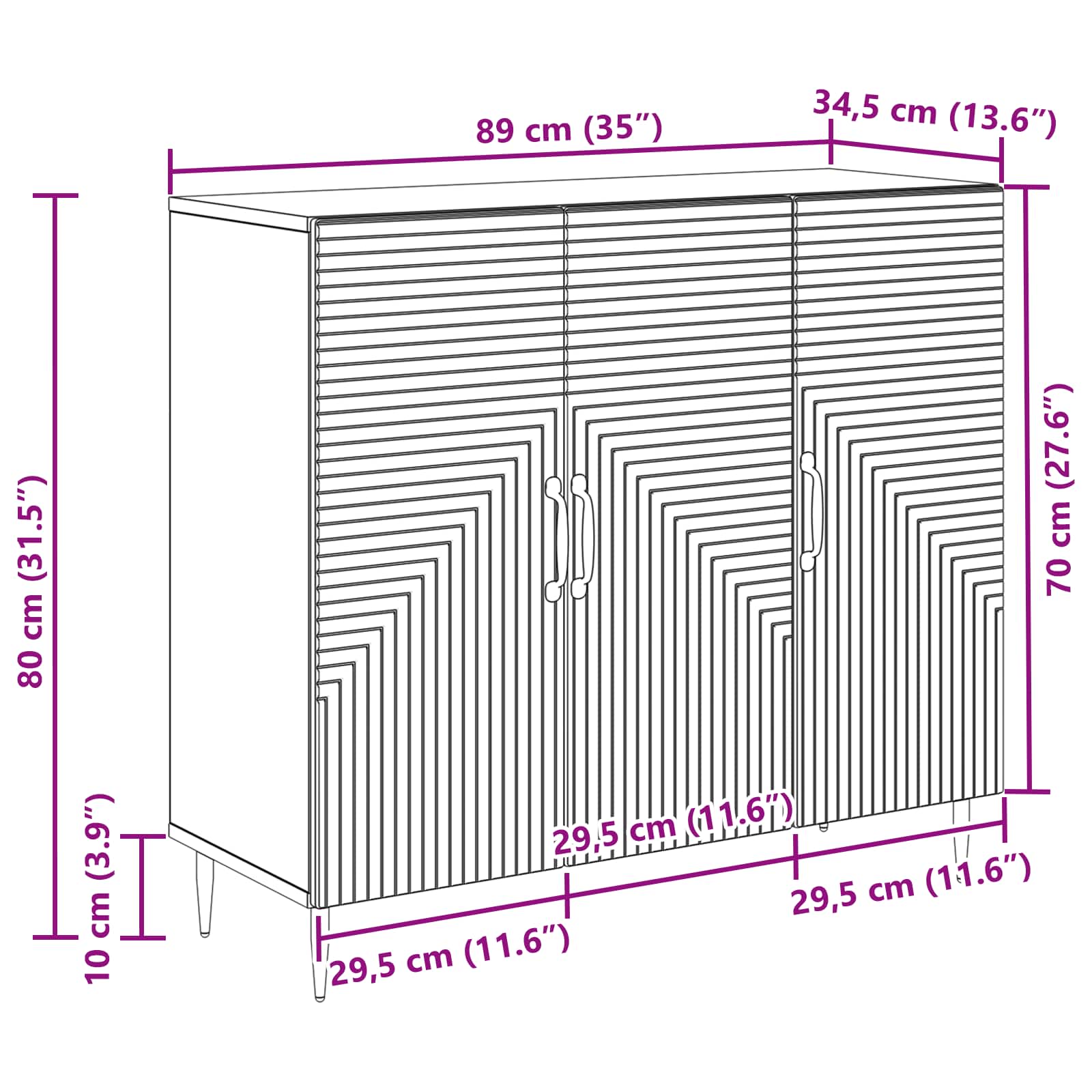 Sideboard Sonoma-Eiche 89 x 34,5 x 80 cm Holzwerkstoff