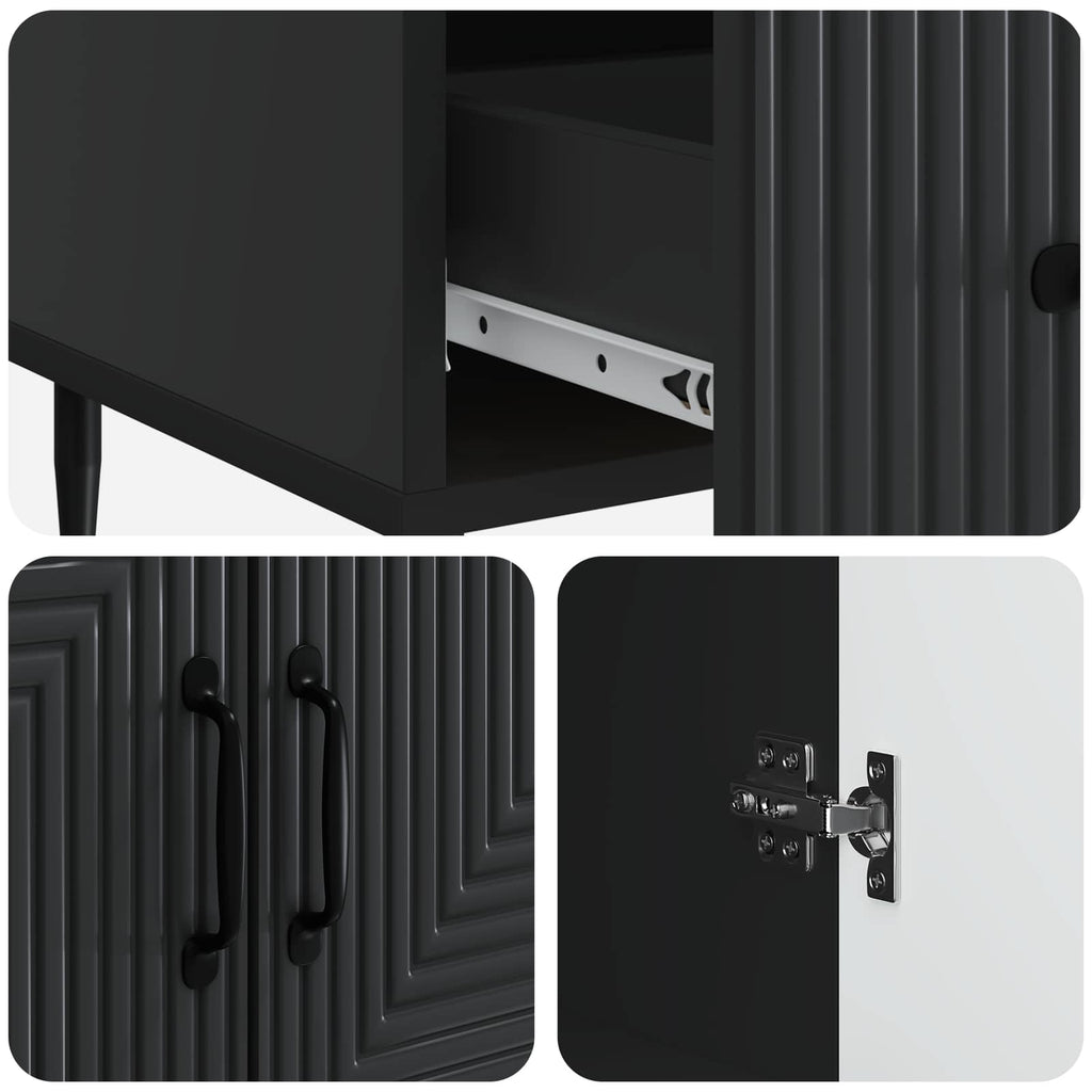 Sideboard Schwarz 66 x 34,5 x 95 cm Holzwerkstoff