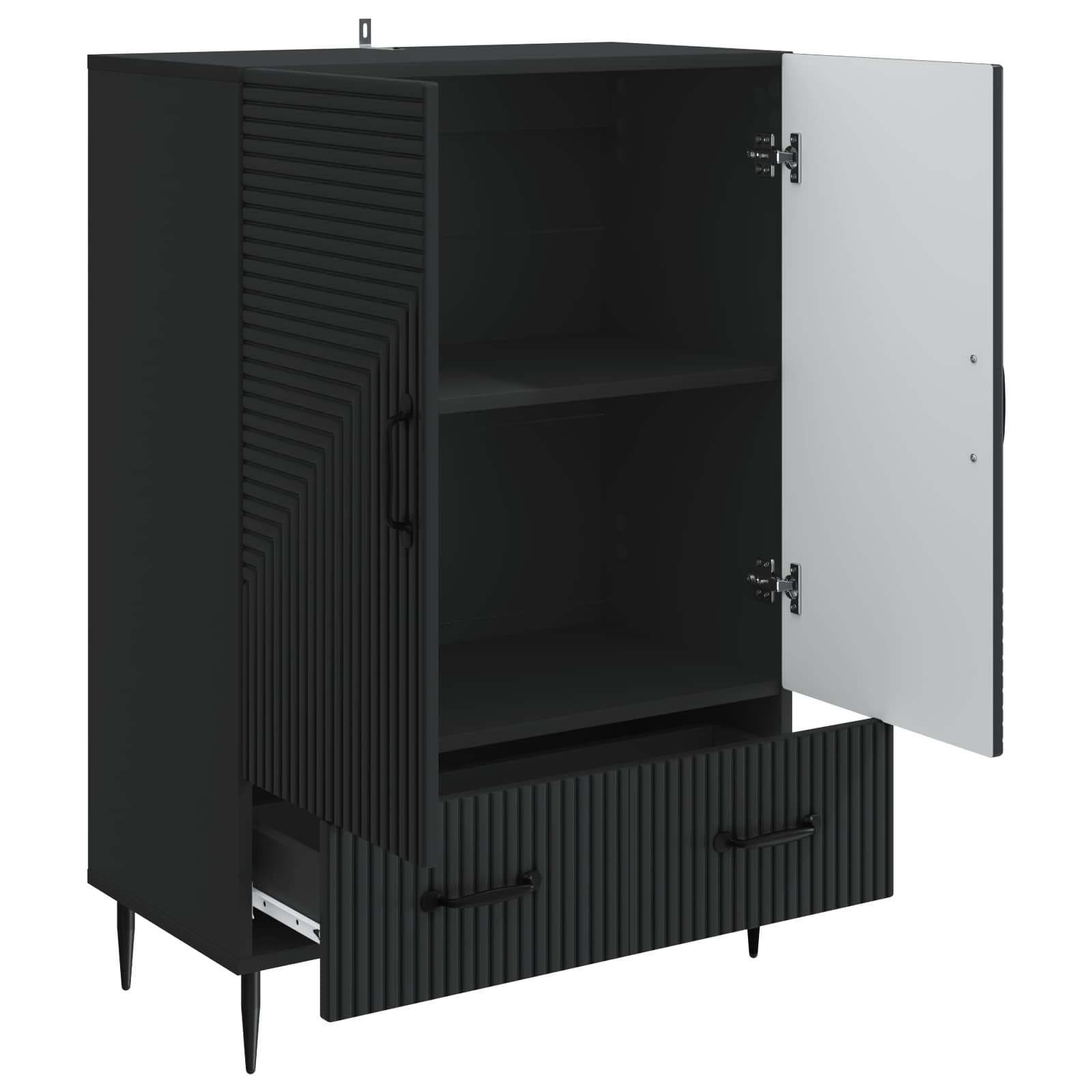Sideboard Schwarz 66 x 34,5 x 95 cm Holzwerkstoff