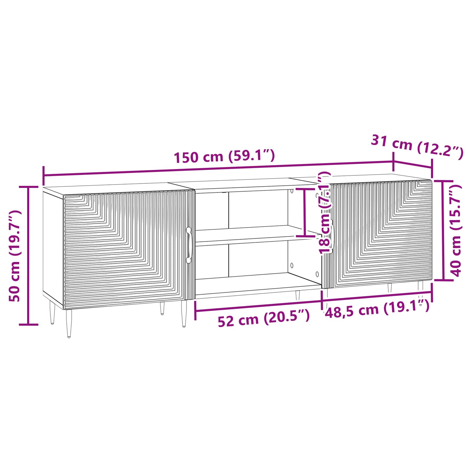 TV-Schränk Sonoma-Eiche 150 x 31 x 50 cm Holzwerkstoff