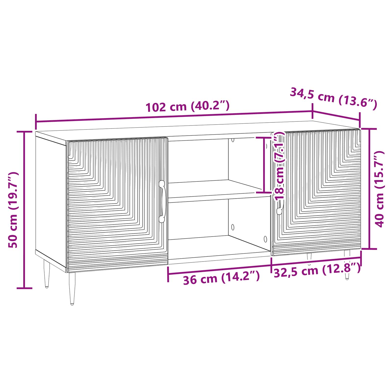TV-Schränk Artisan-Eiche 102 x 34,5 x 50 cm Holzwerkstoff