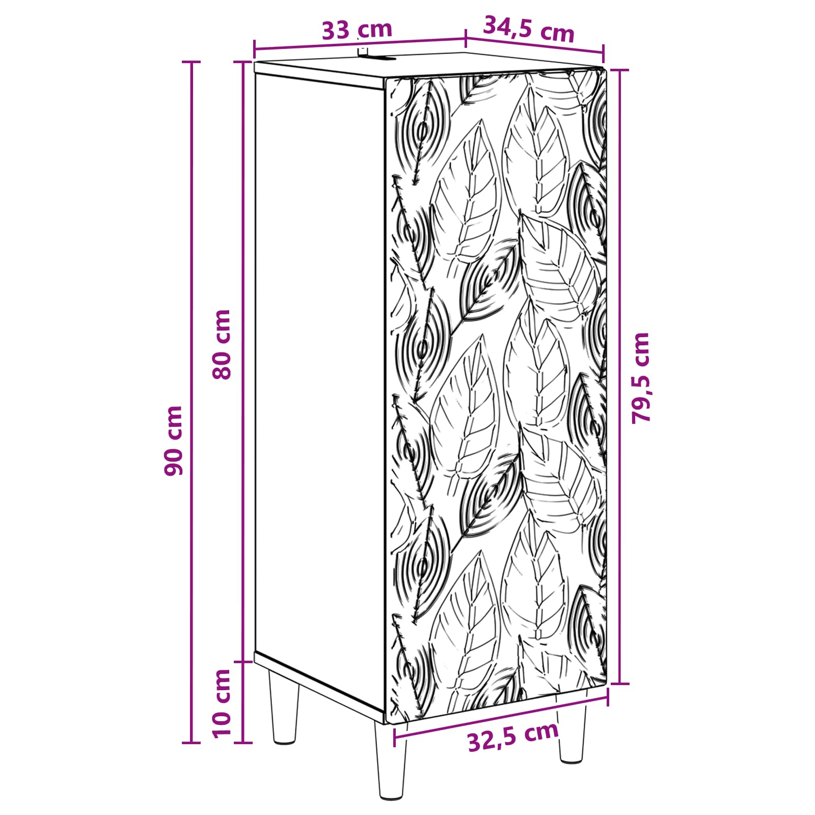 Sideboard Geräucherte Eiche 33 x 34,5 x 90 cm Holzwerkstoff